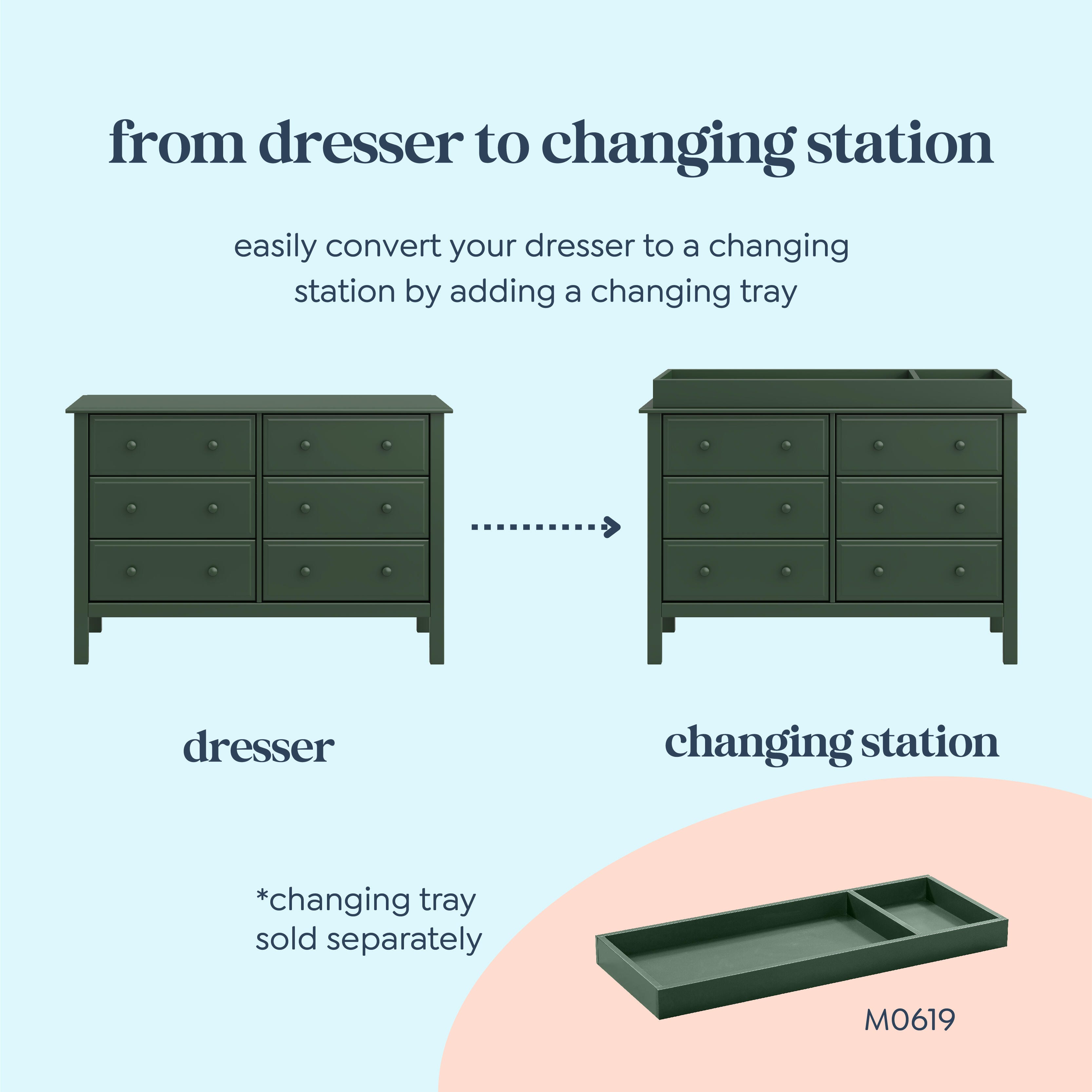 daVinci Jayden 6 Drawer Dresser, Green, large