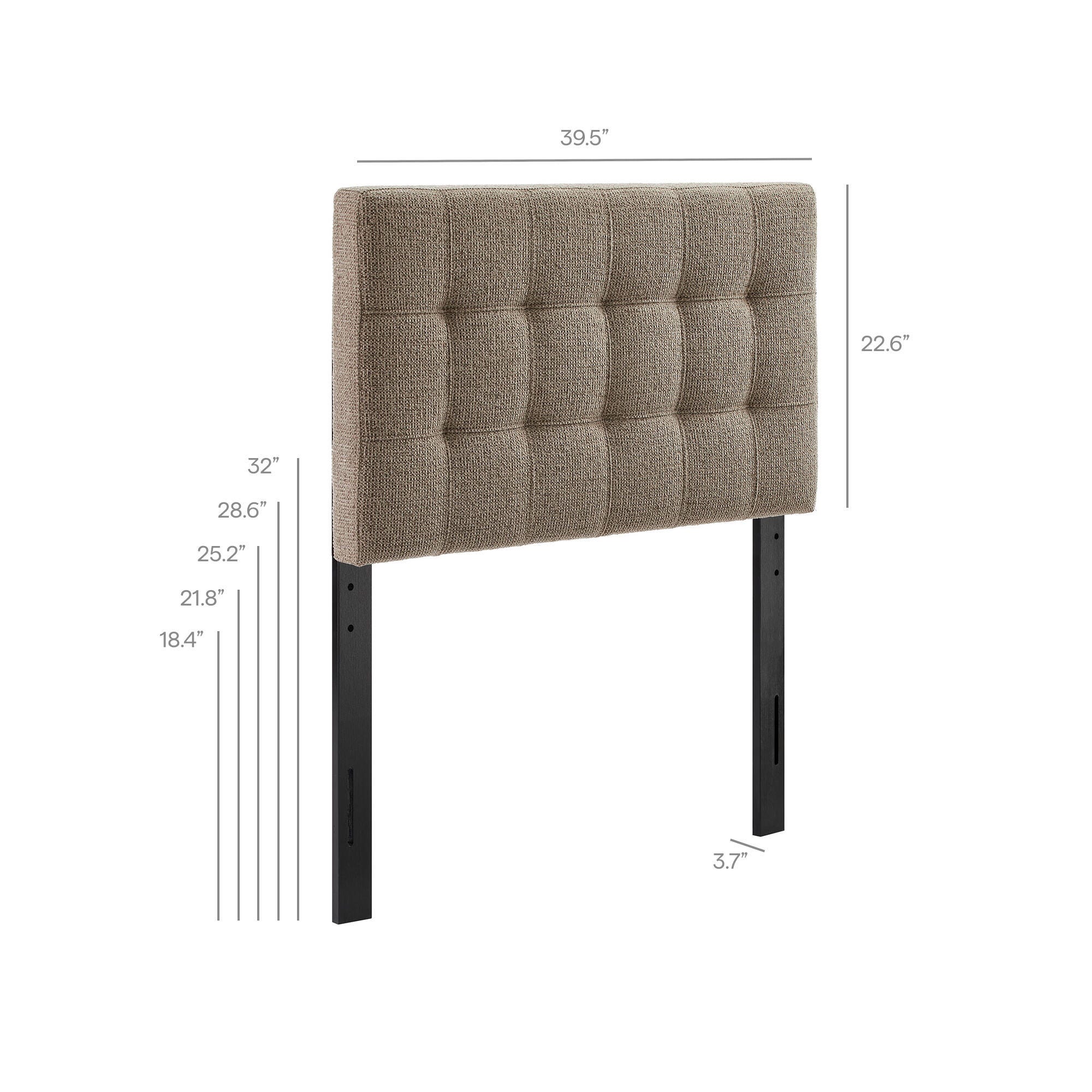 Modway Lily Solid Twin Upholstered Headboard, Taupe, large