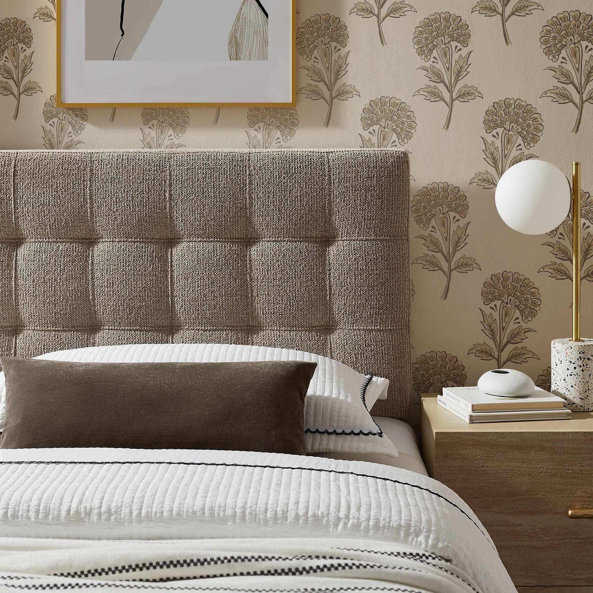 Modway Lily Solid Twin Upholstered Headboard, Taupe, large
