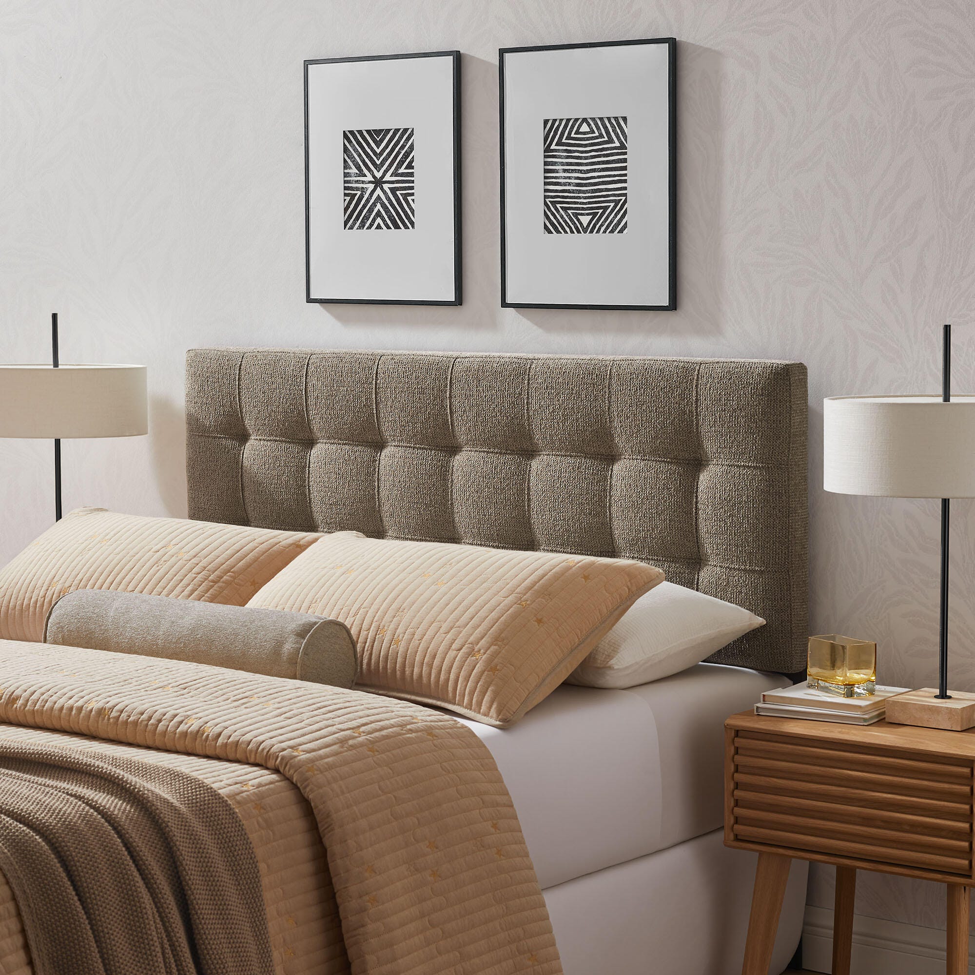 Modway Lily Solid Queen Upholstered Headboard, Taupe, rollover