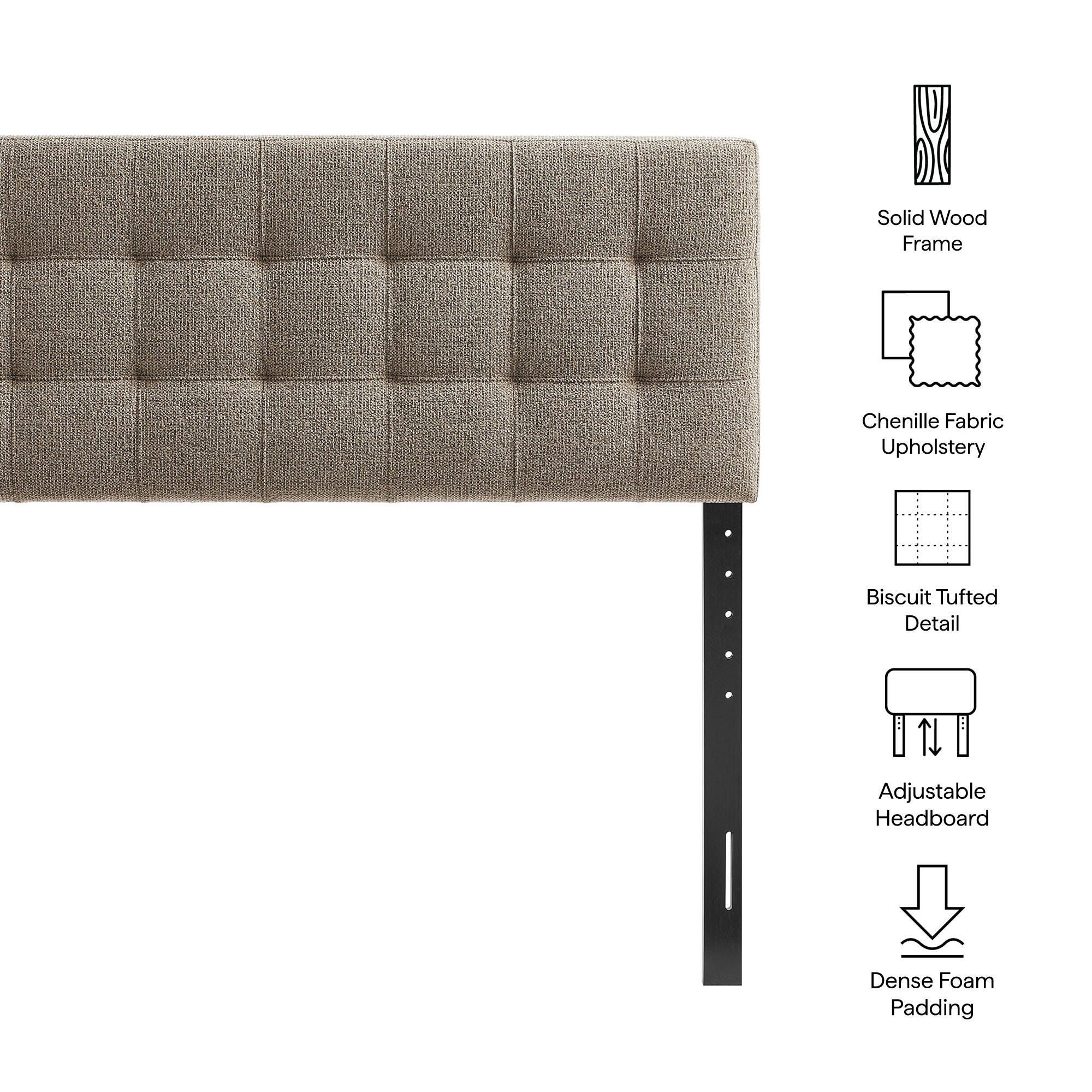 Modway Lily Solid Queen Upholstered Headboard, Taupe, large
