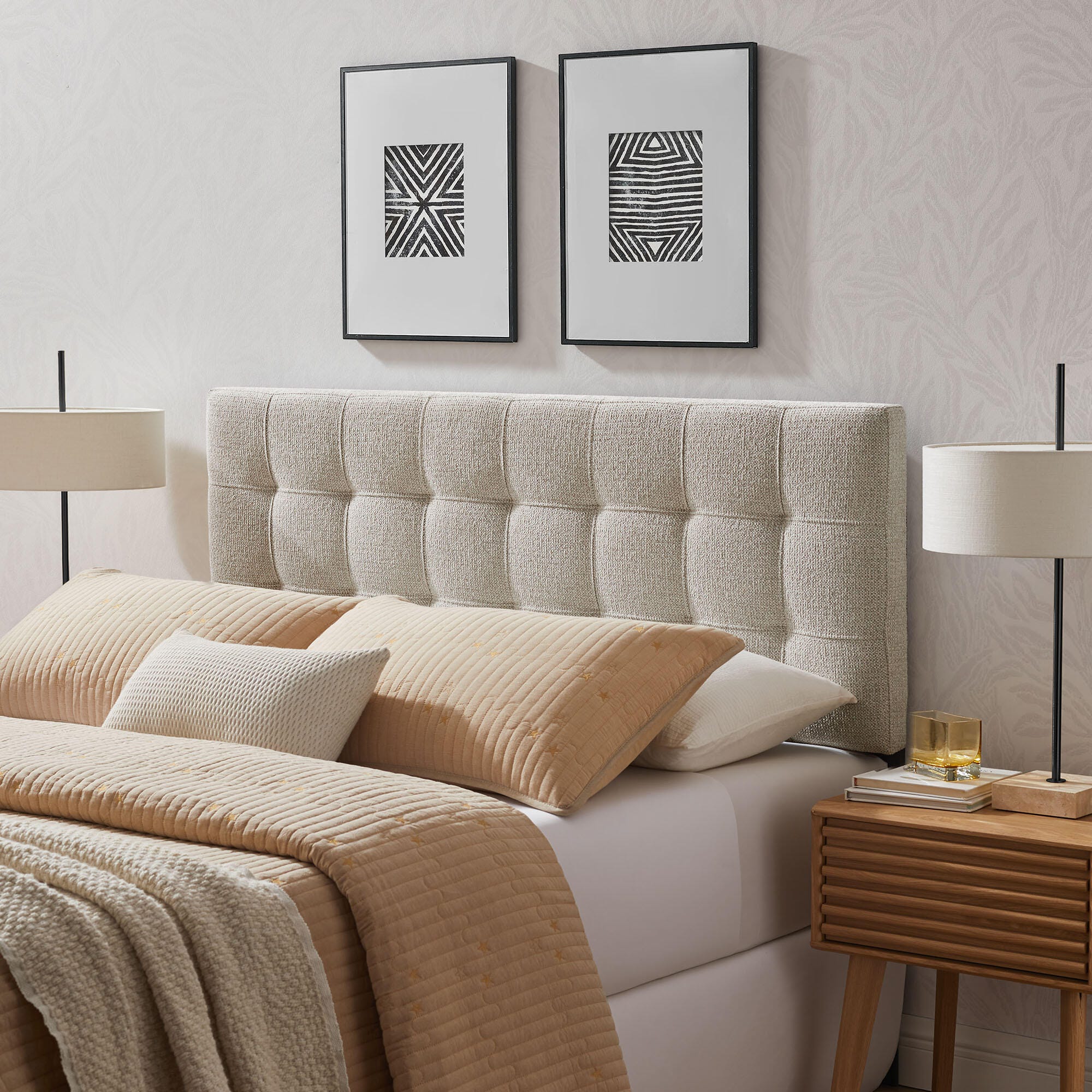 Modway Lily Solid Queen Upholstered Headboard, Dove, rollover