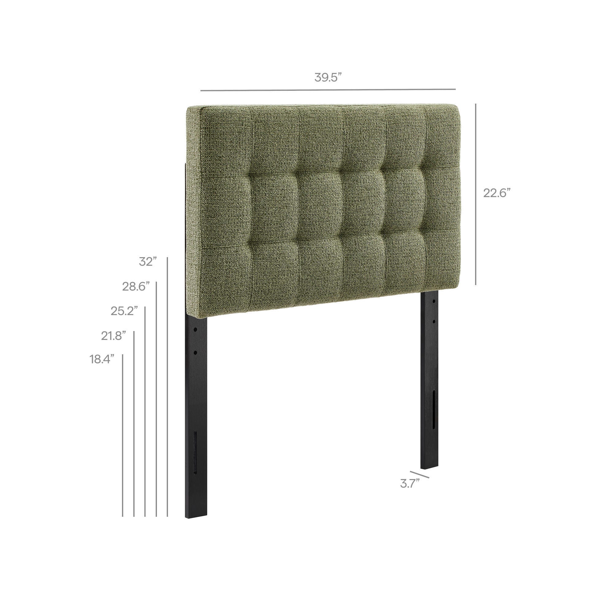 Modway Lily Solid Twin Upholstered Headboard, Leaf, large