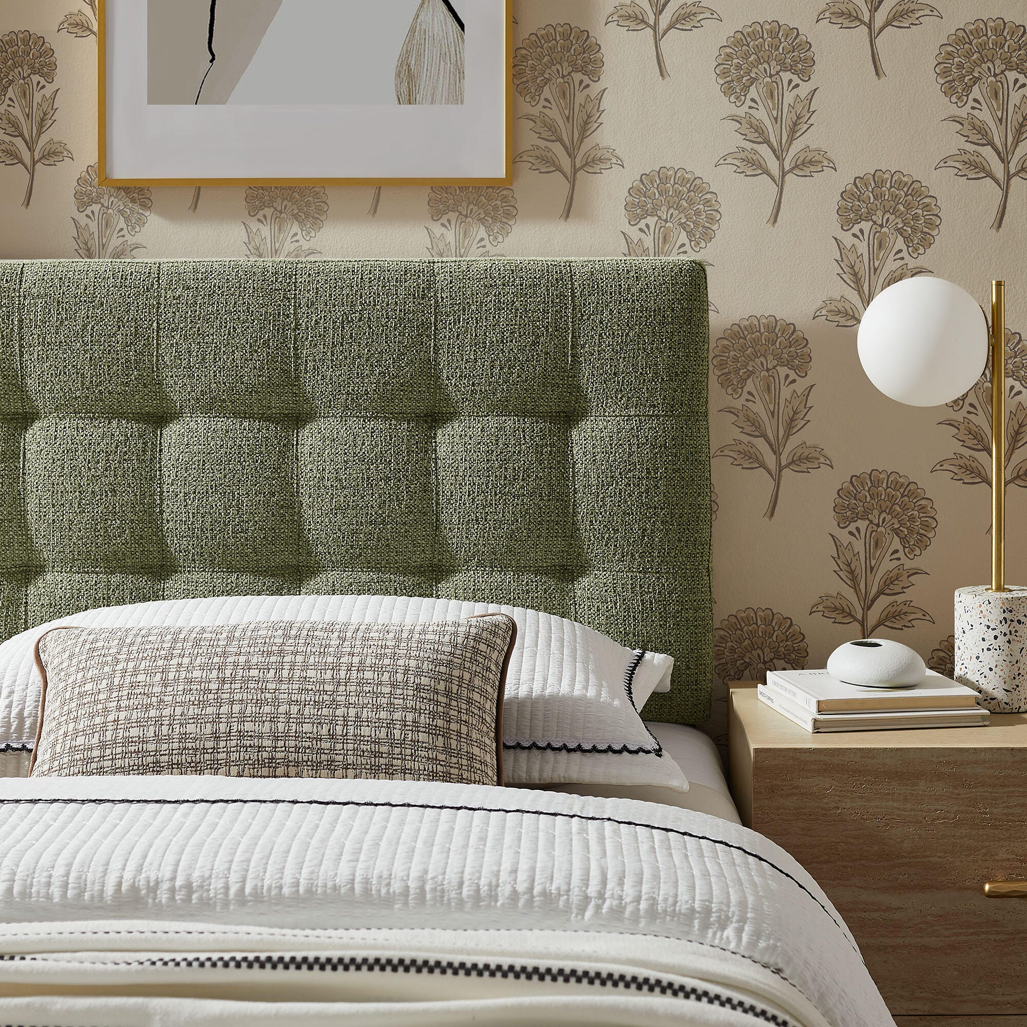 Modway Lily Solid Twin Upholstered Headboard, Leaf, large