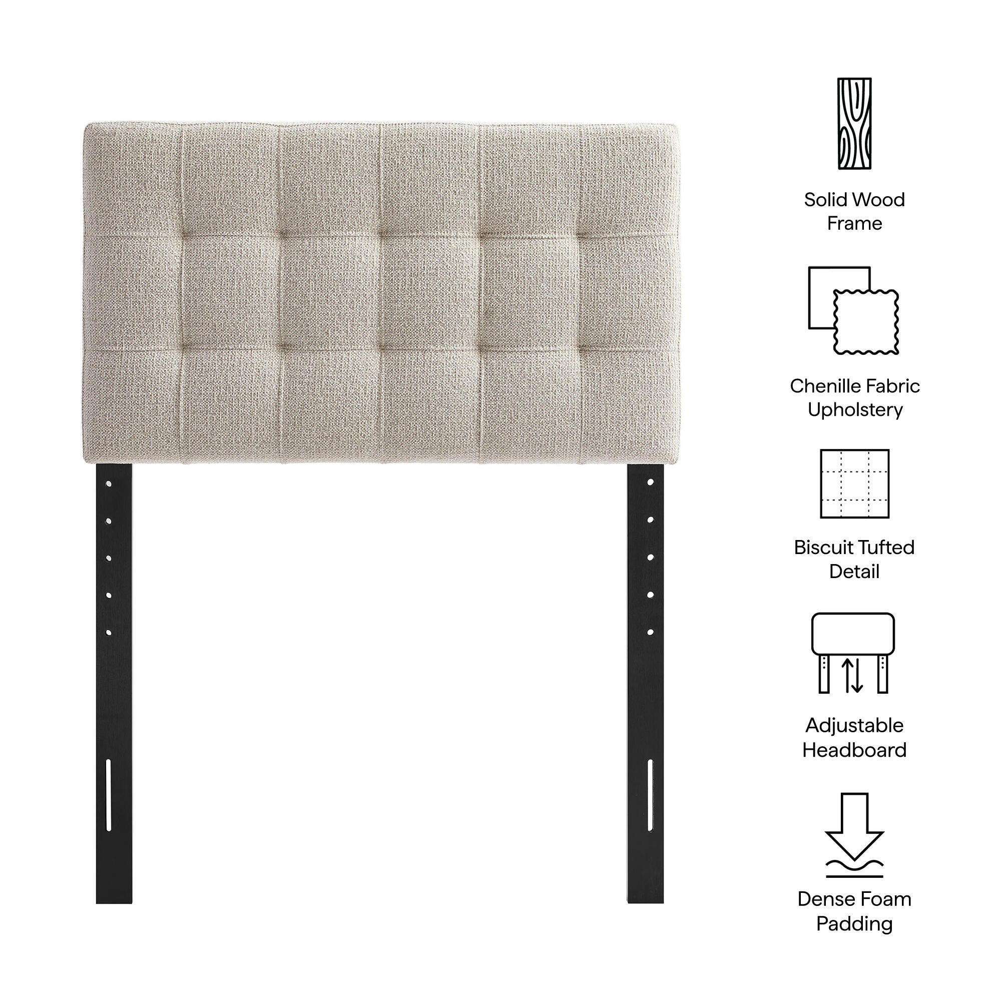 Modway Lily Solid Twin Upholstered Headboard, Dove, large