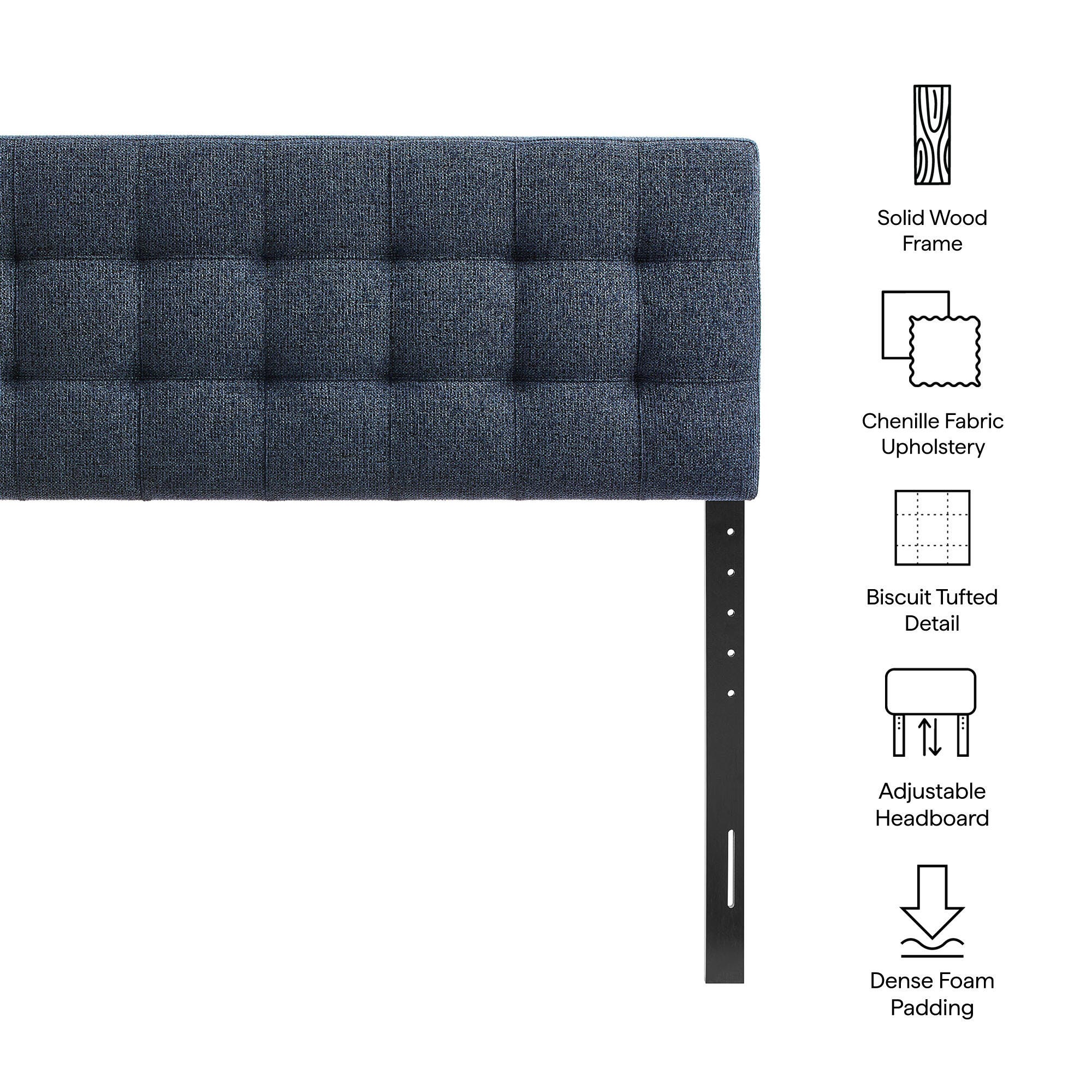 Modway Lily Solid King Upholstered Headboard, Navy, large