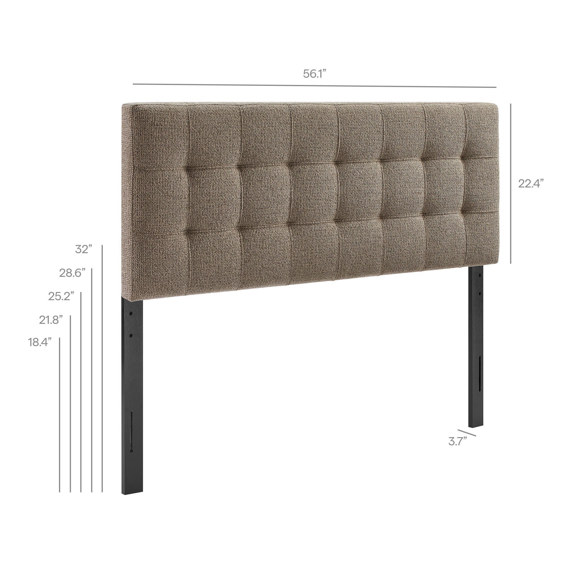 Modway Lily Solid Full Upholstered Headboard, Taupe, large