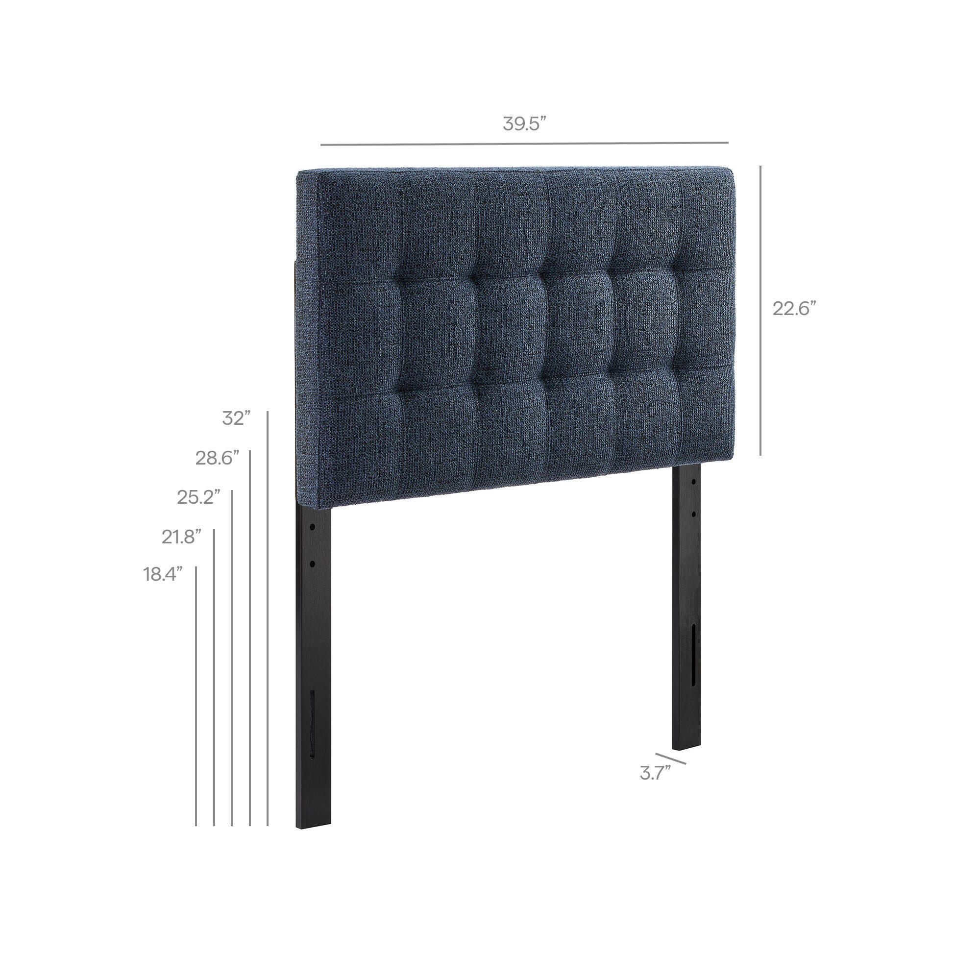 Modway Lily Solid Twin Upholstered Headboard, Navy, large