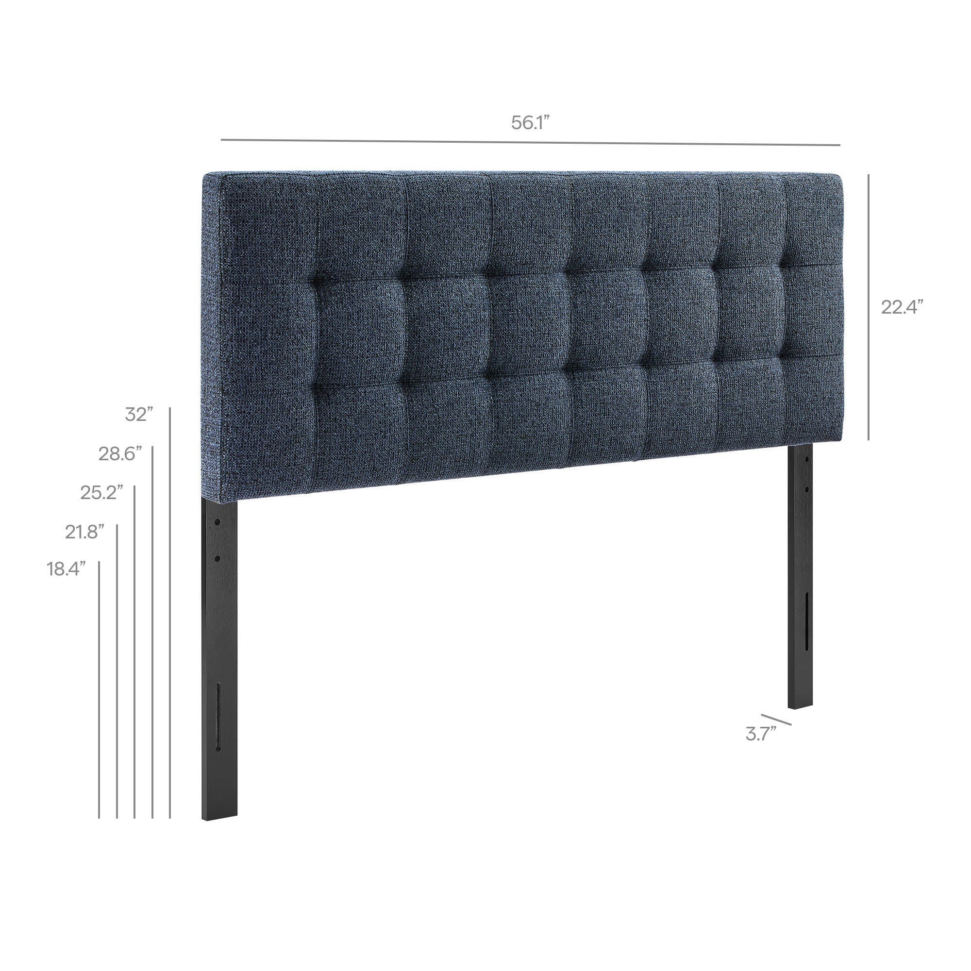 Modway Lily Solid Full Upholstered Headboard, Navy, large