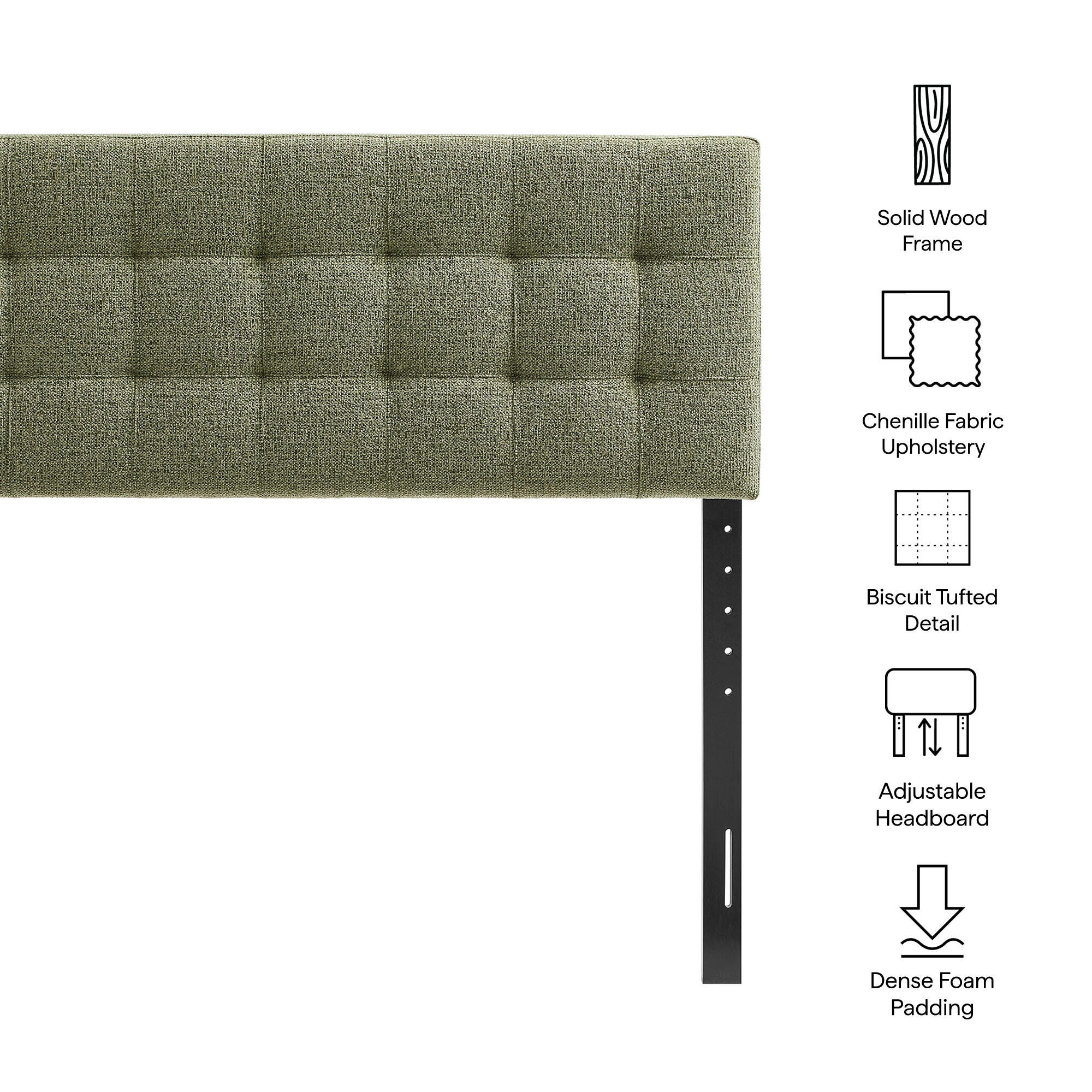 Modway Lily Solid King Upholstered Headboard, Leaf, large