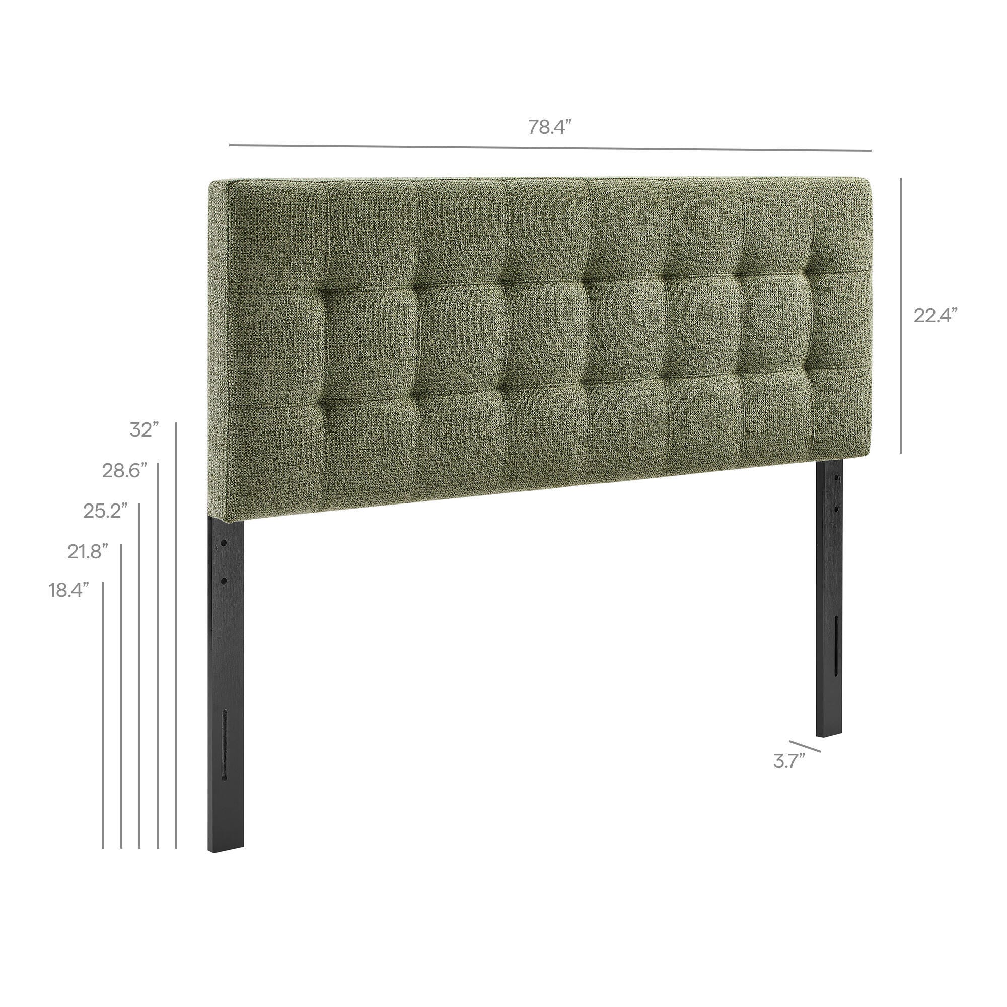 Modway Lily Solid King Upholstered Headboard, Leaf, large