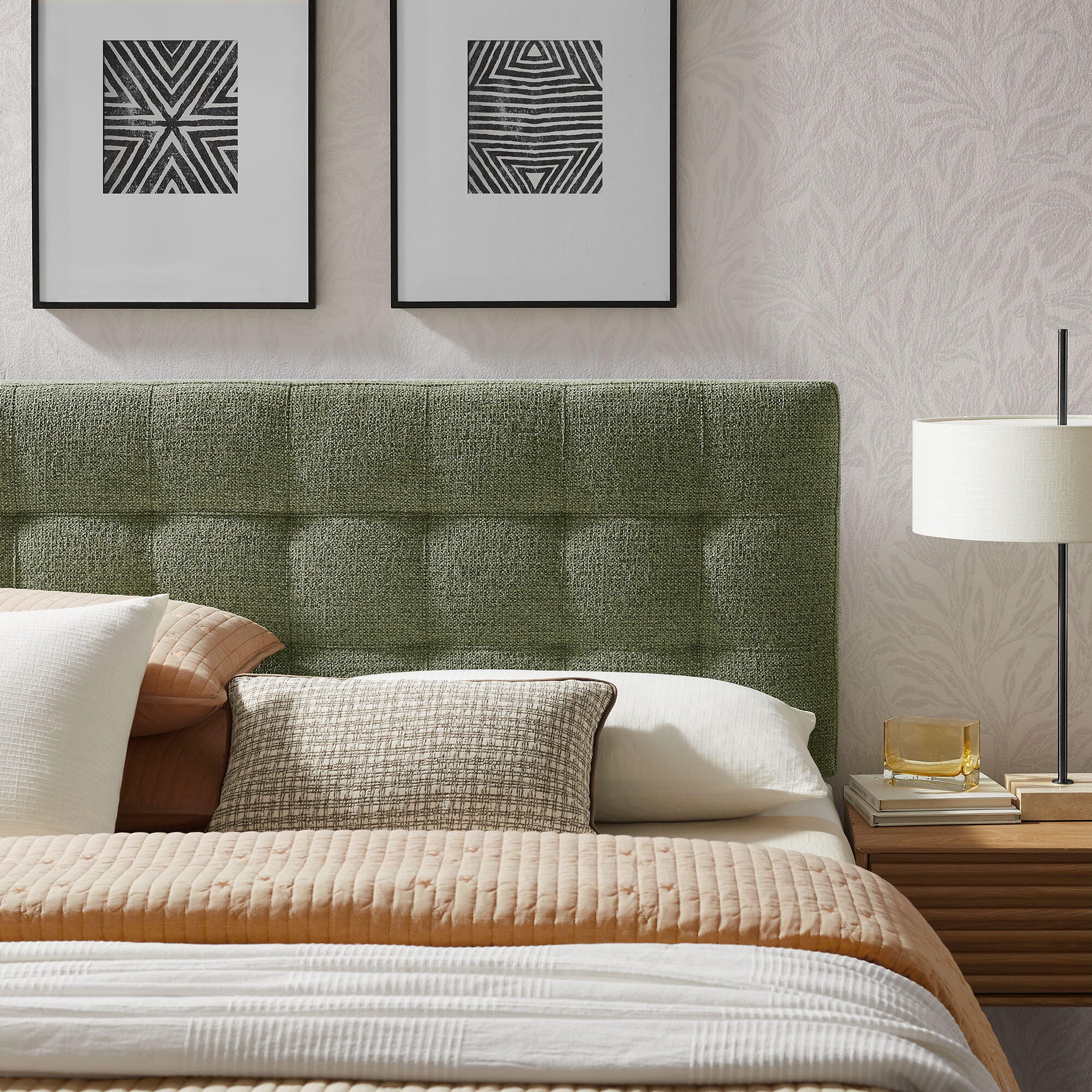Modway Lily Solid King Upholstered Headboard, Leaf, large