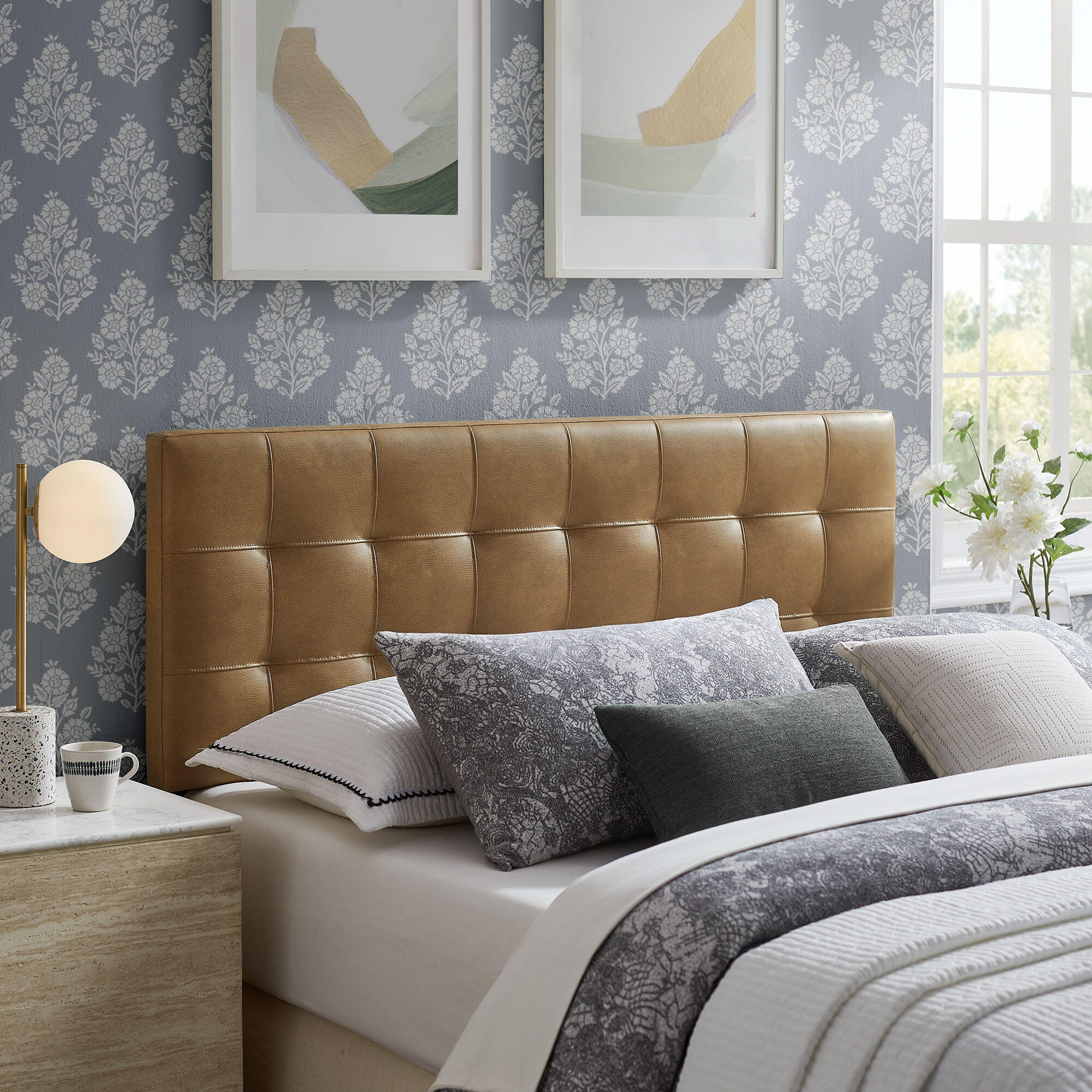 Modway Lily Queen Tufted Headboard, Toast, rollover