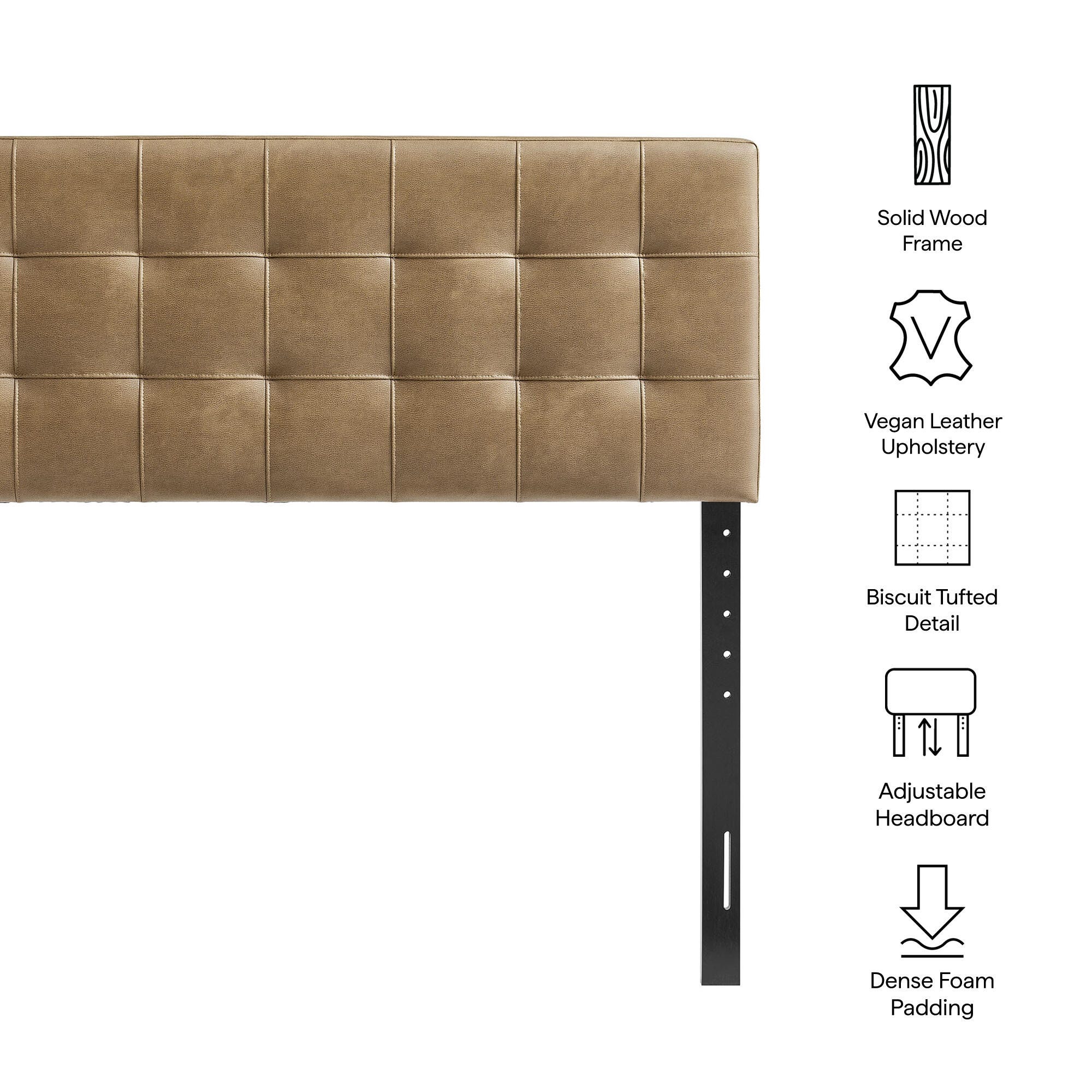 Modway Lily Full Tufted Headboard, Toast, large