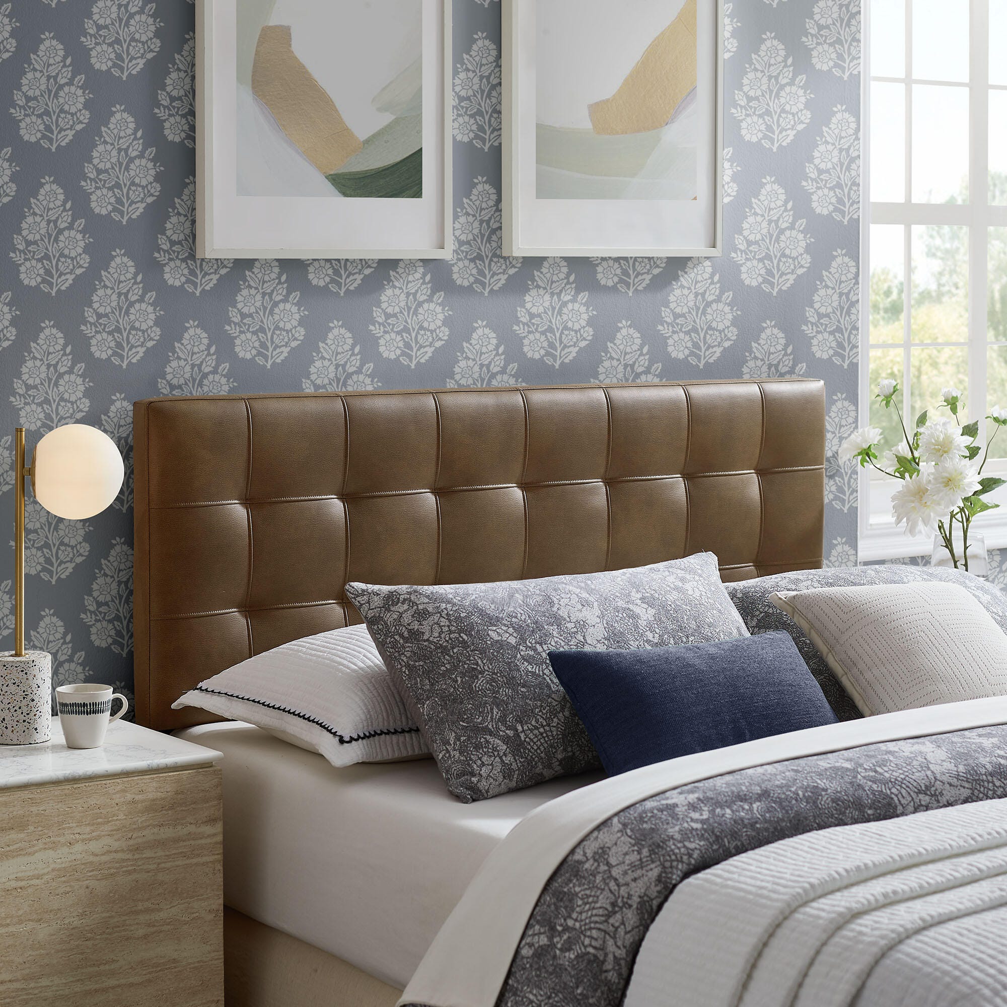 Modway Lily Full Tufted Headboard, Mushroom, large