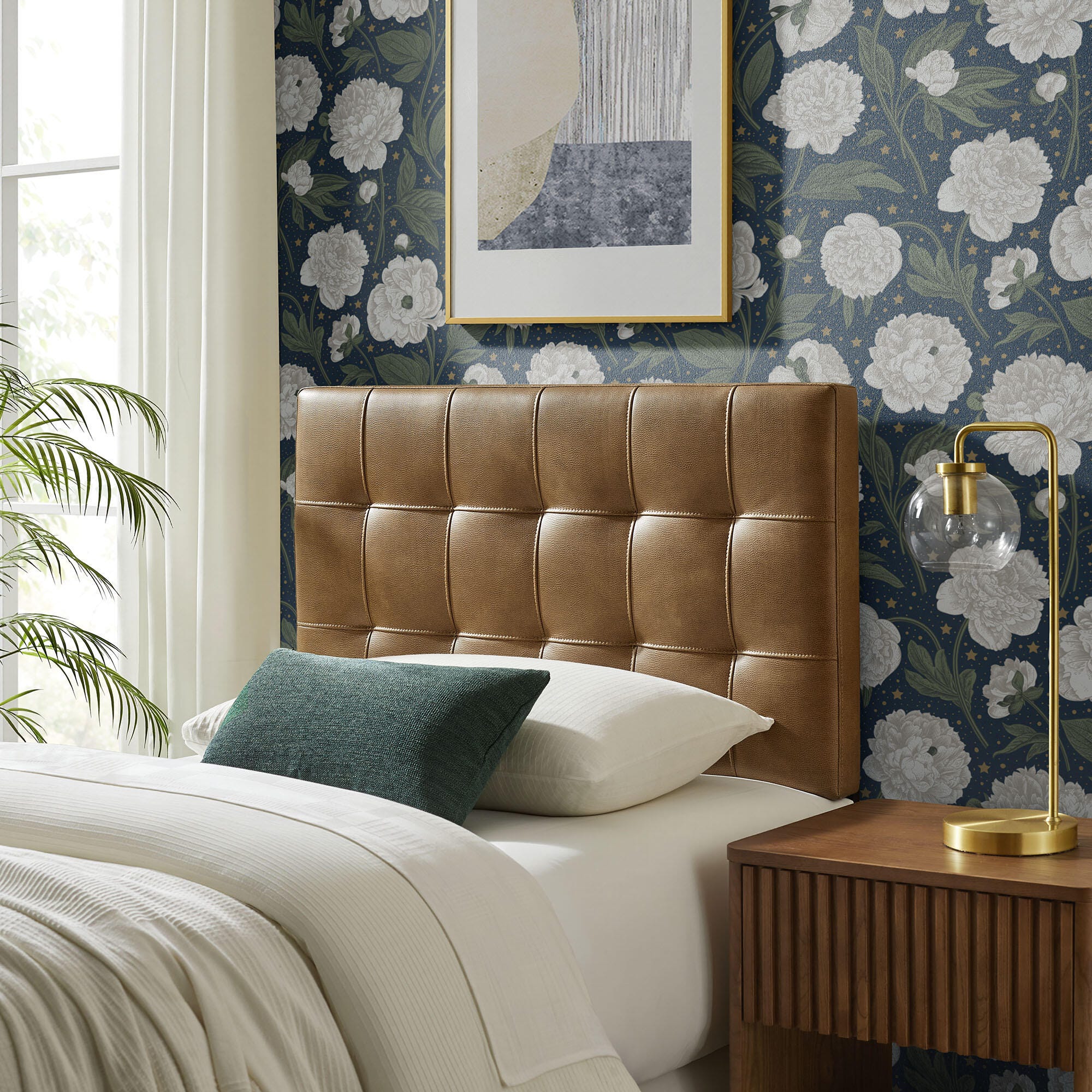 Modway Lily Twin Tufted Headboard, Toast, large