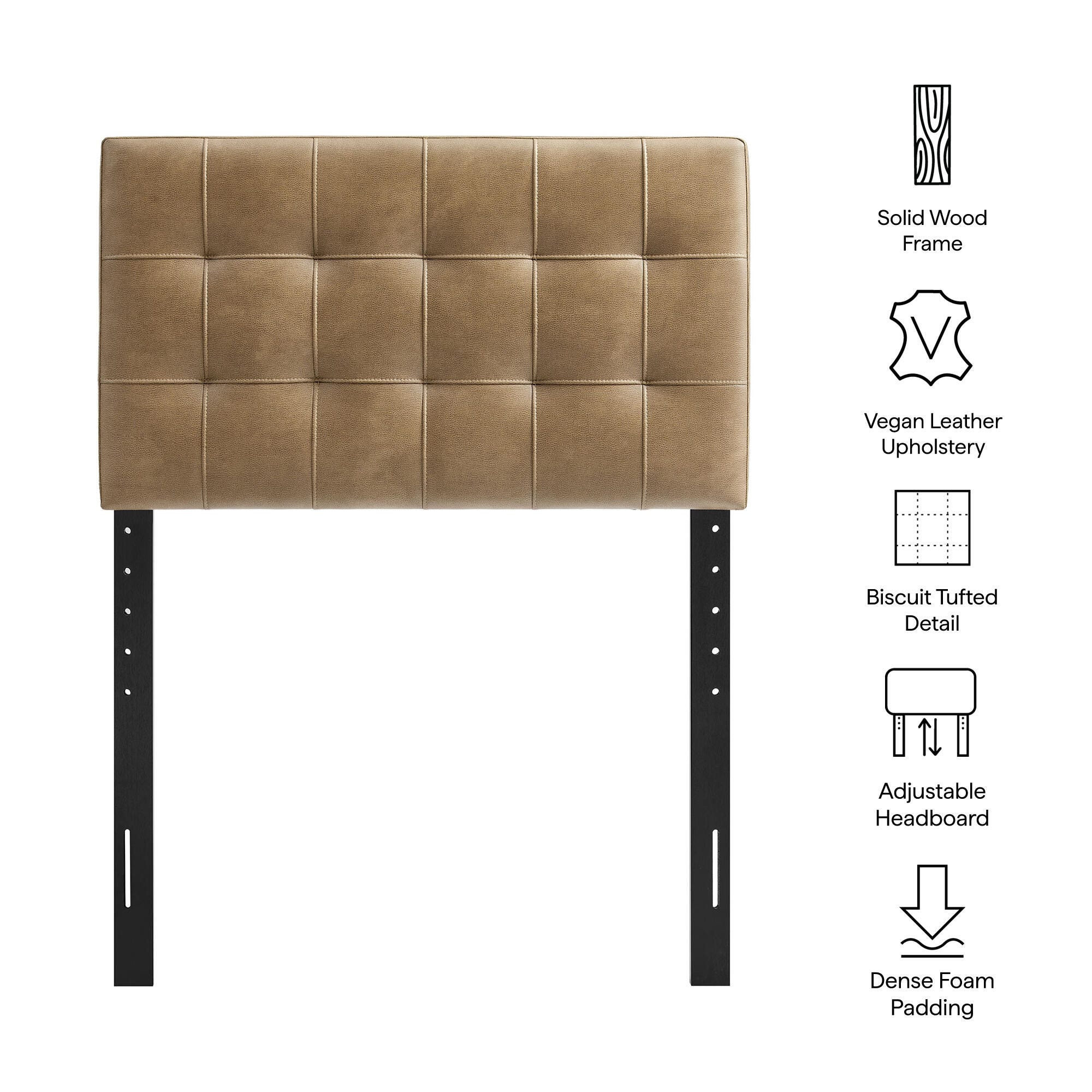 Modway Lily Twin Tufted Headboard, Toast, large