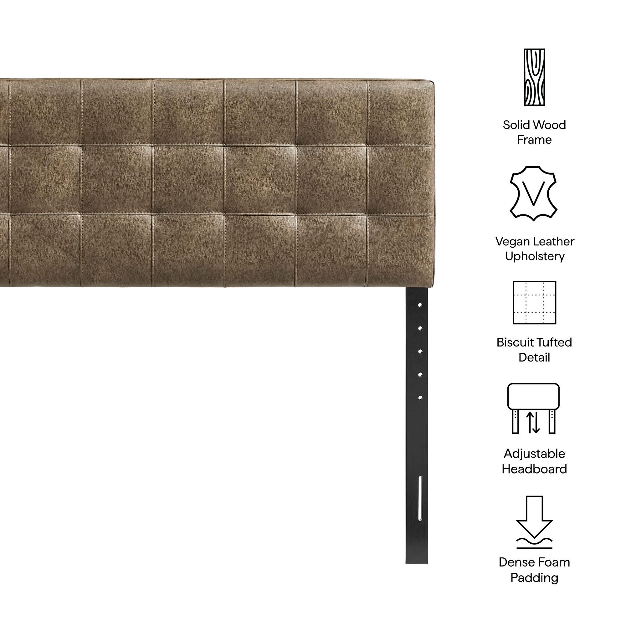 Modway Lily Queen Tufted Headboard, Mushroom, large