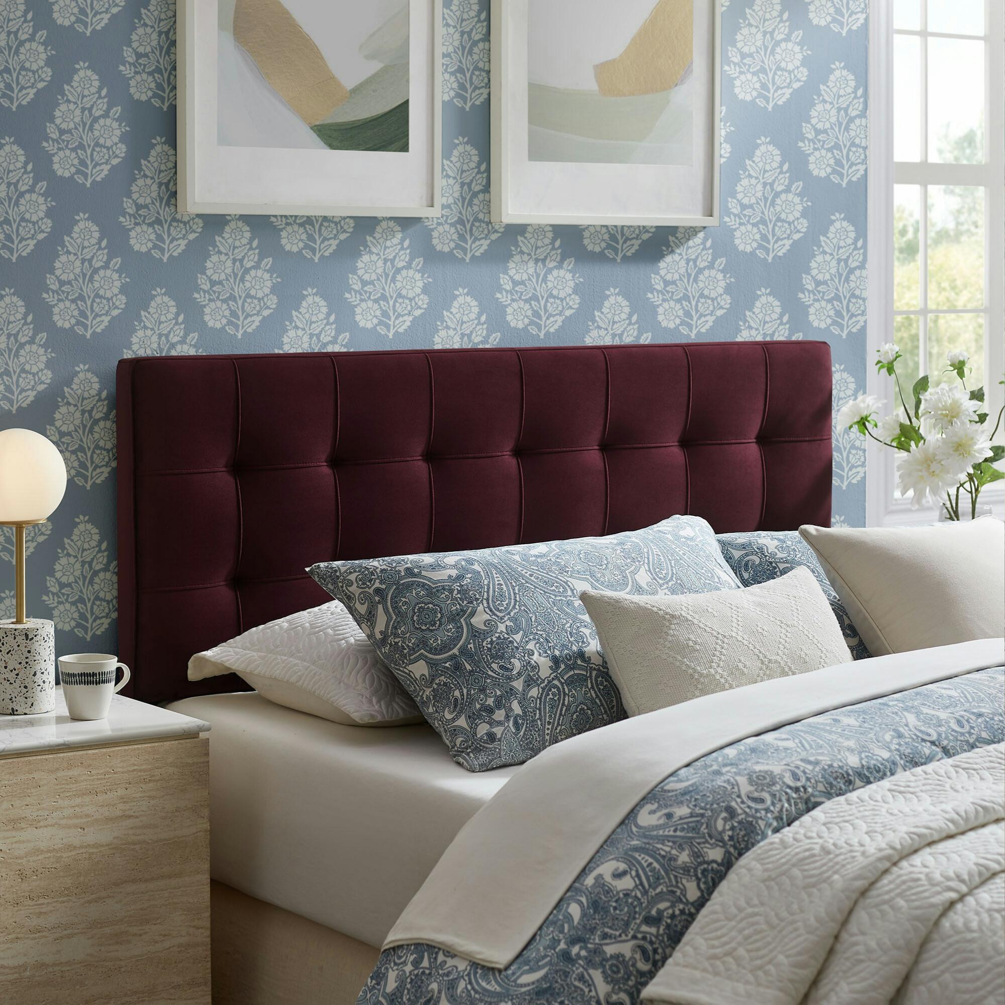 Modway Lily Queen Upholstered Headboard, Mulberry, rollover