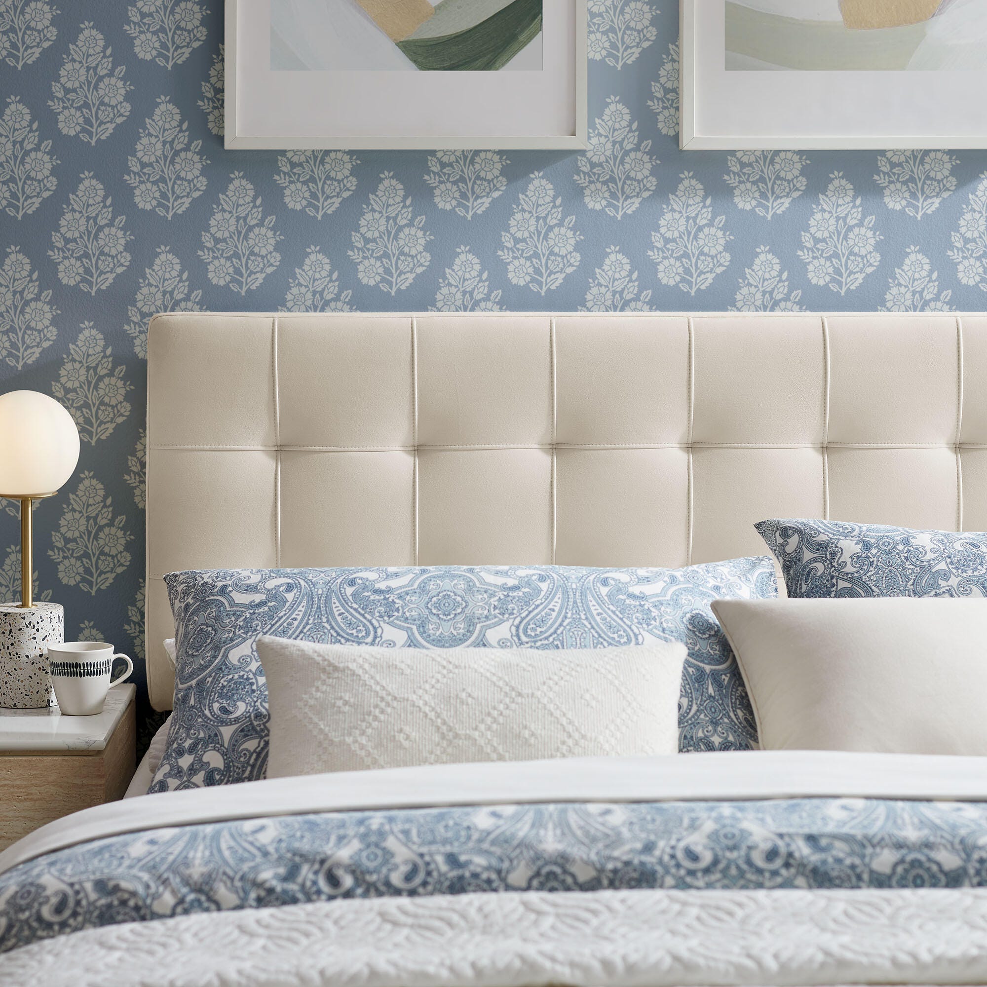 Modway Lily Queen Upholstered Headboard, Alabaster, large