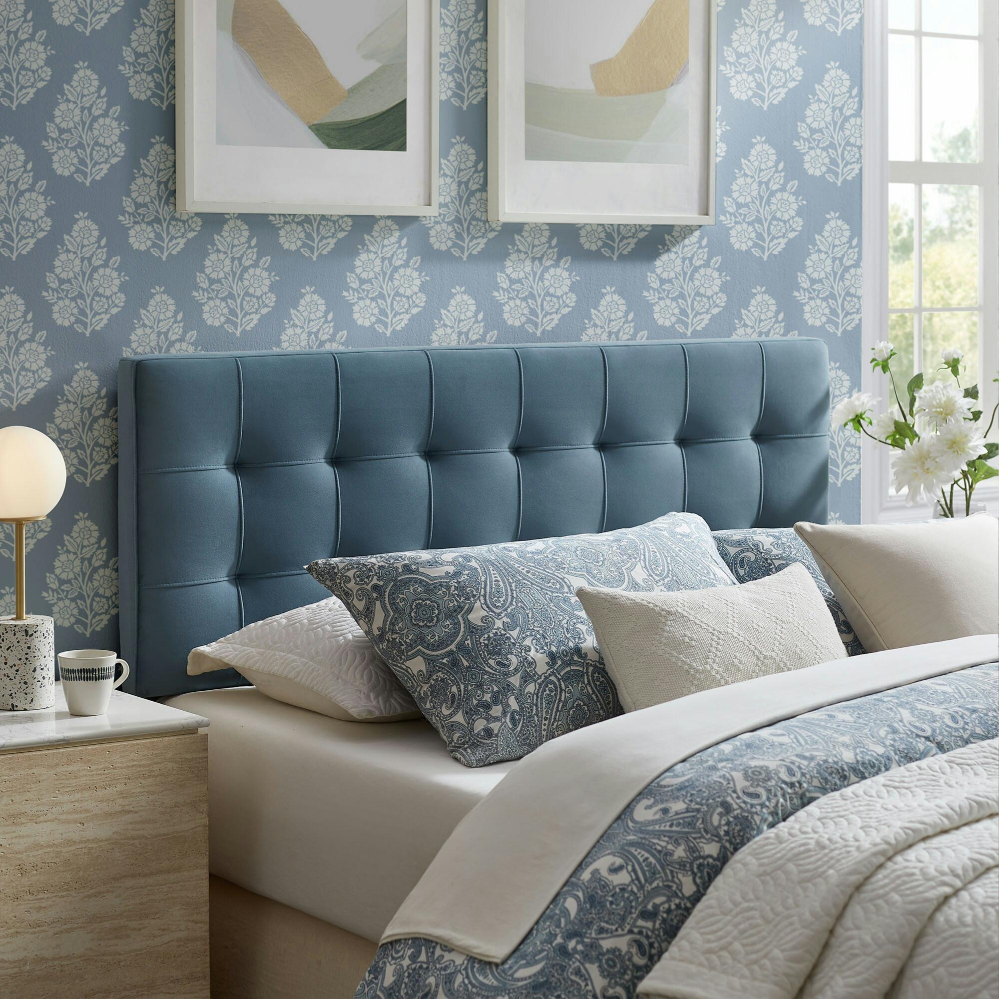 Modway Lily Full Upholstered Headboard, Cadet Blue, rollover