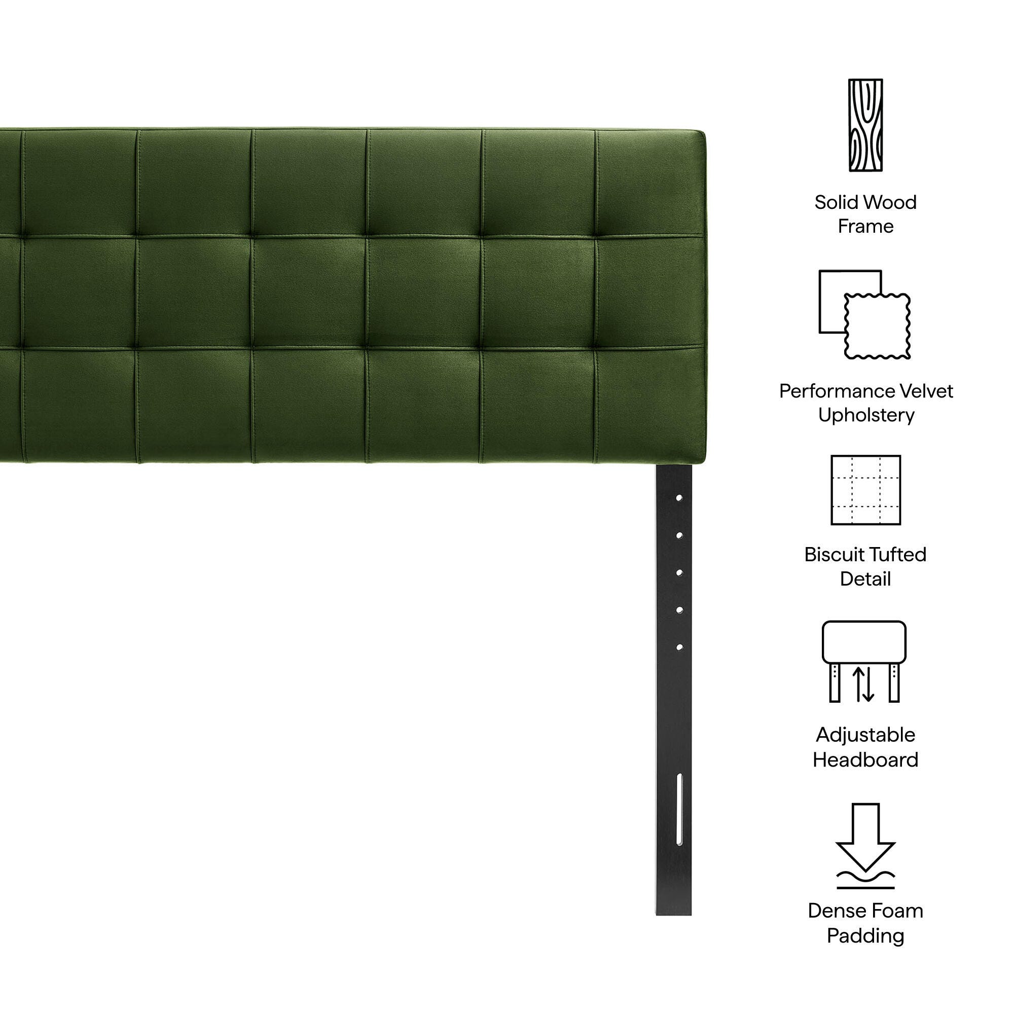 Modway Lily Queen Upholstered Headboard, Moss Green, large