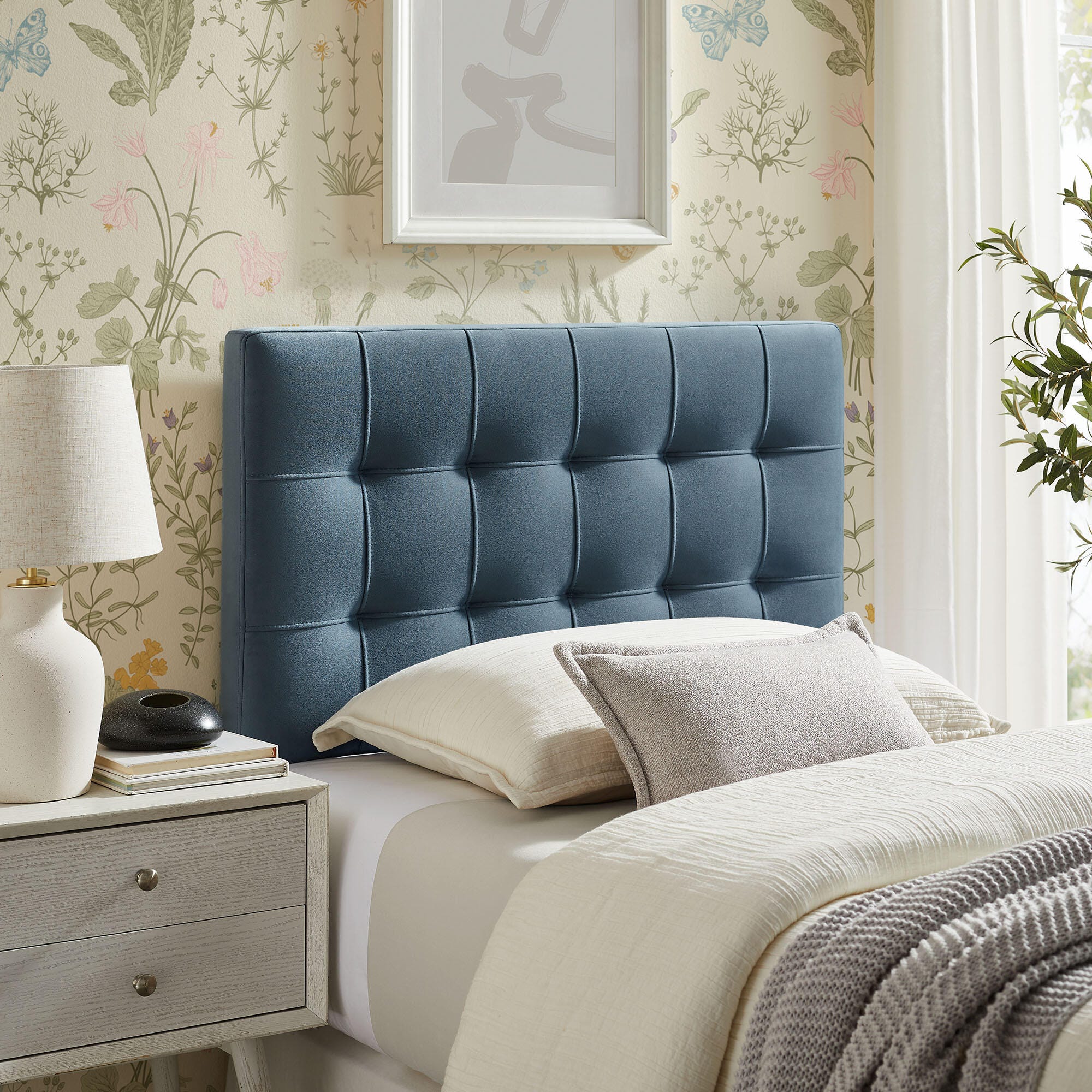 Modway Lily Twin Upholstered Heaboard, Cadet Blue, rollover