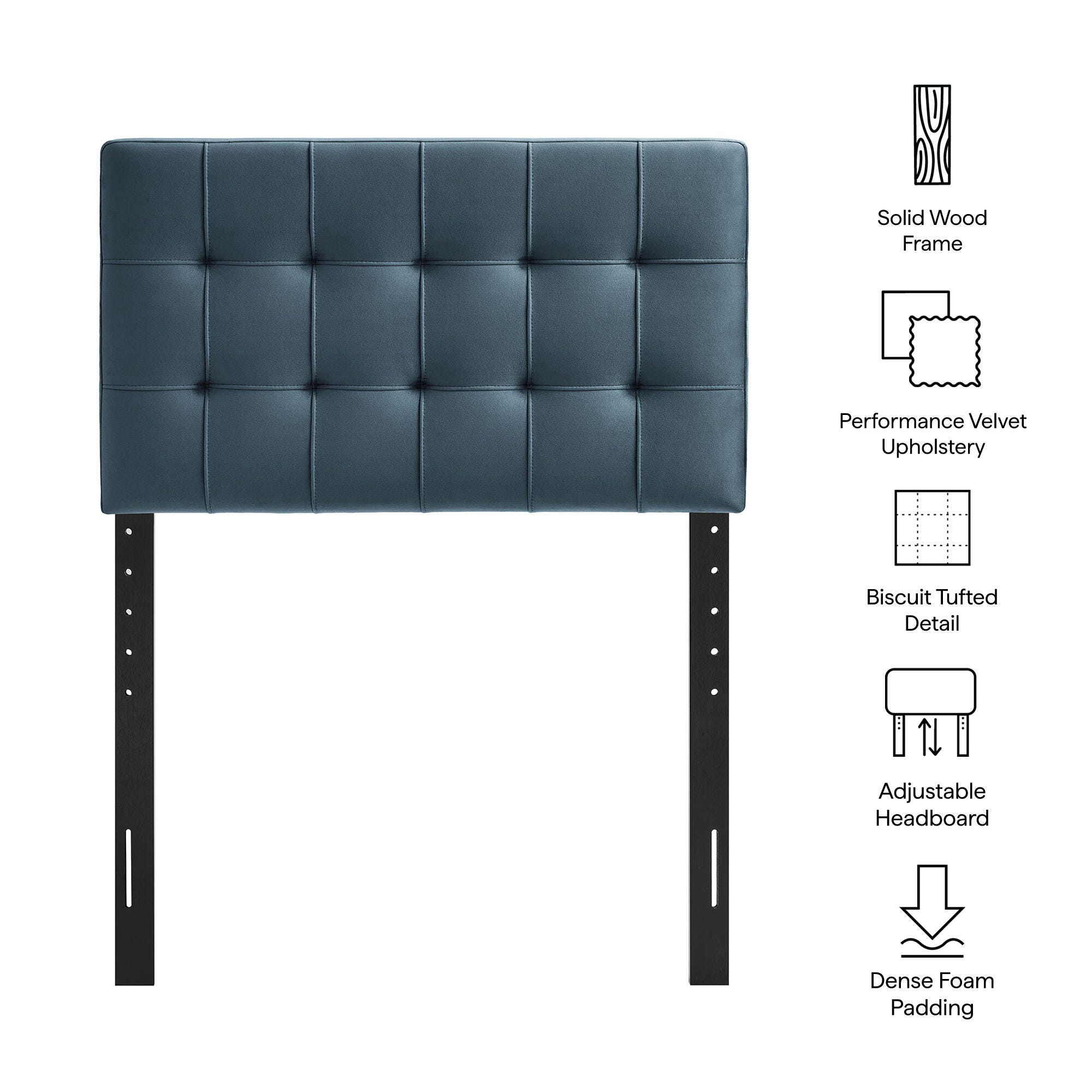 Modway Lily Twin Upholstered Heaboard, Cadet Blue, large