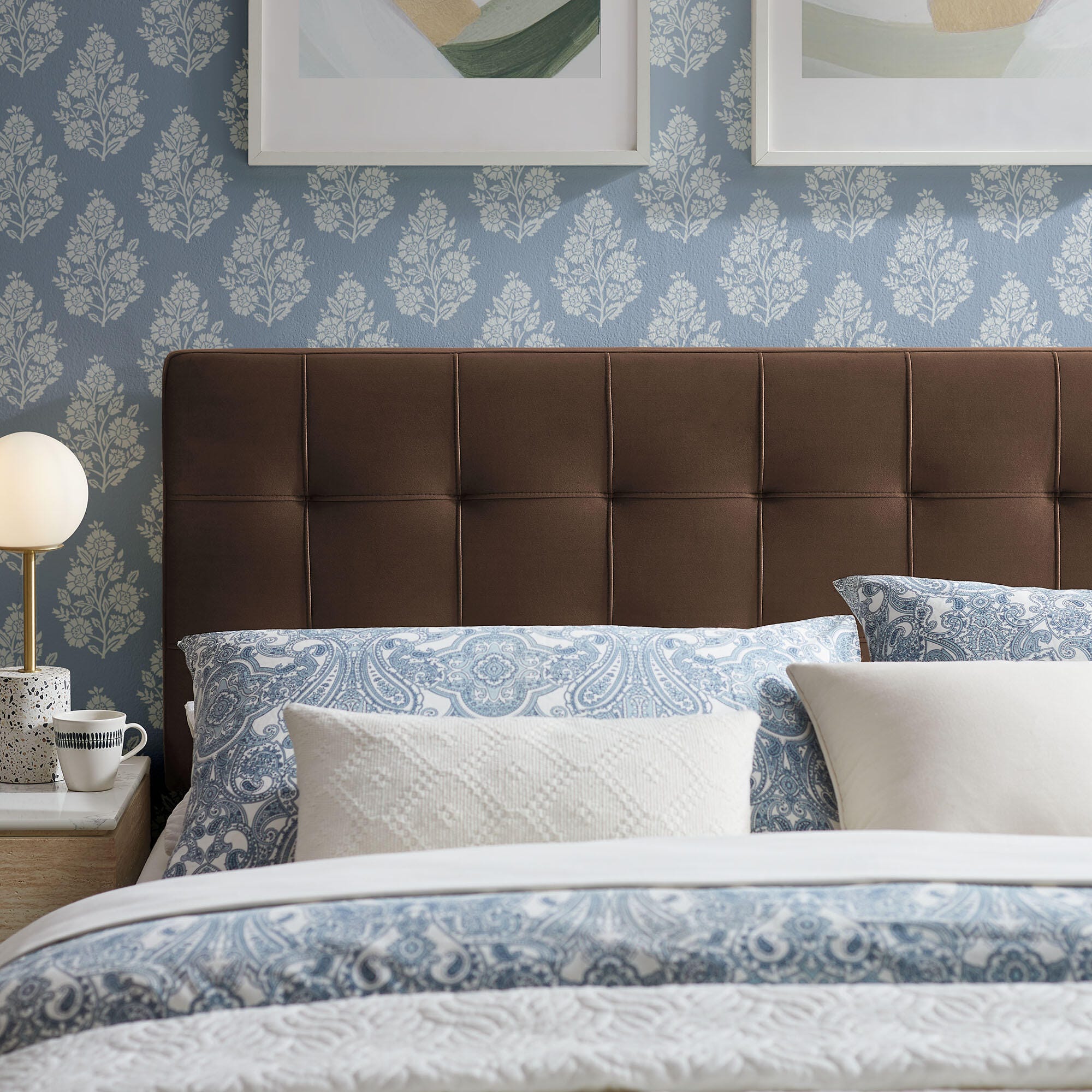 Modway Lily Full Upholstered Headboard, Chocolate Brown, large