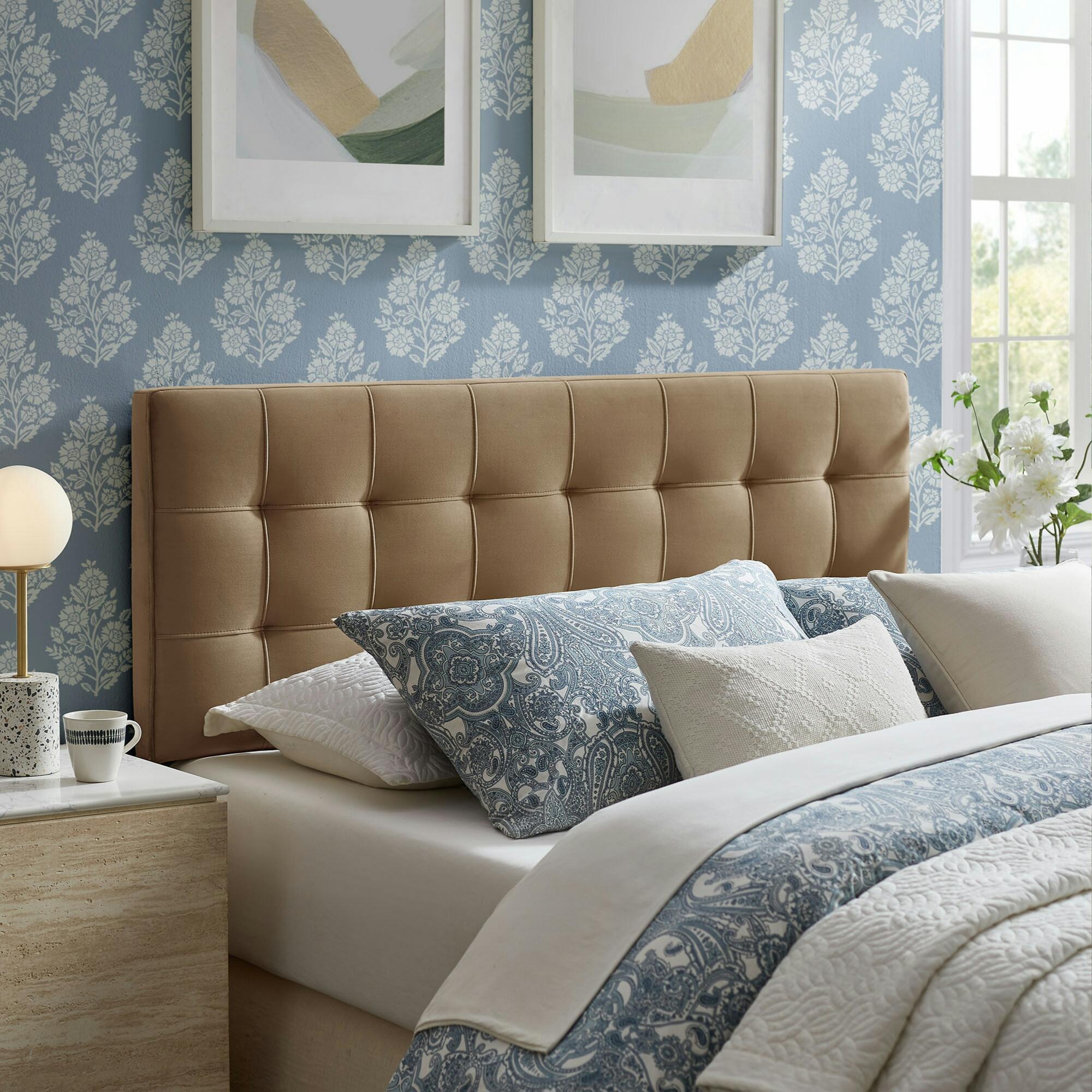 Modway Lily Full Upholstered Headboard, Taupe, large