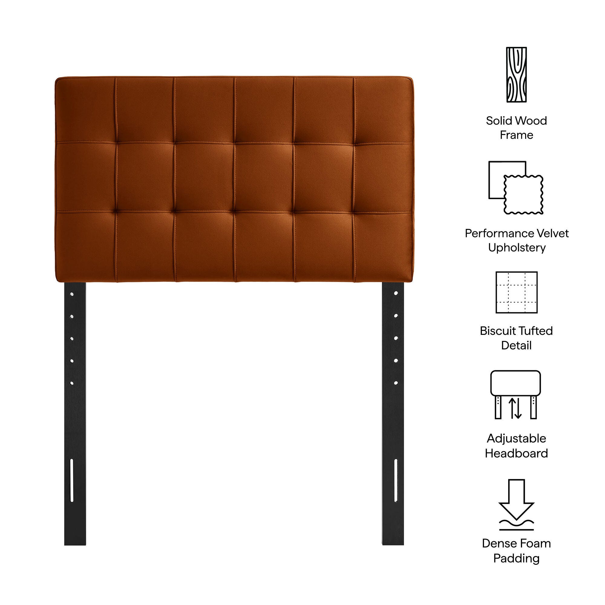 Modway Lily Twin Upholstered Heaboard, Rust, large