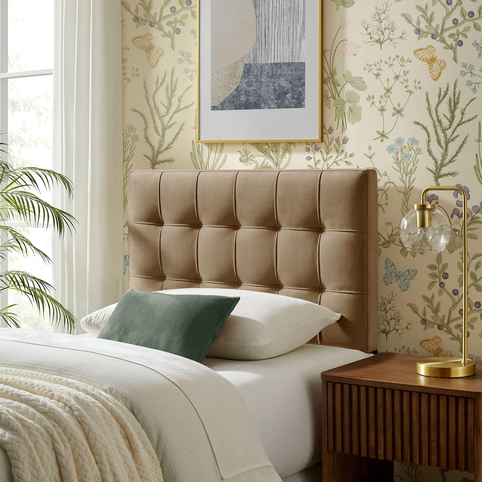 Modway Lily Twin Upholstered Heaboard, Taupe, large