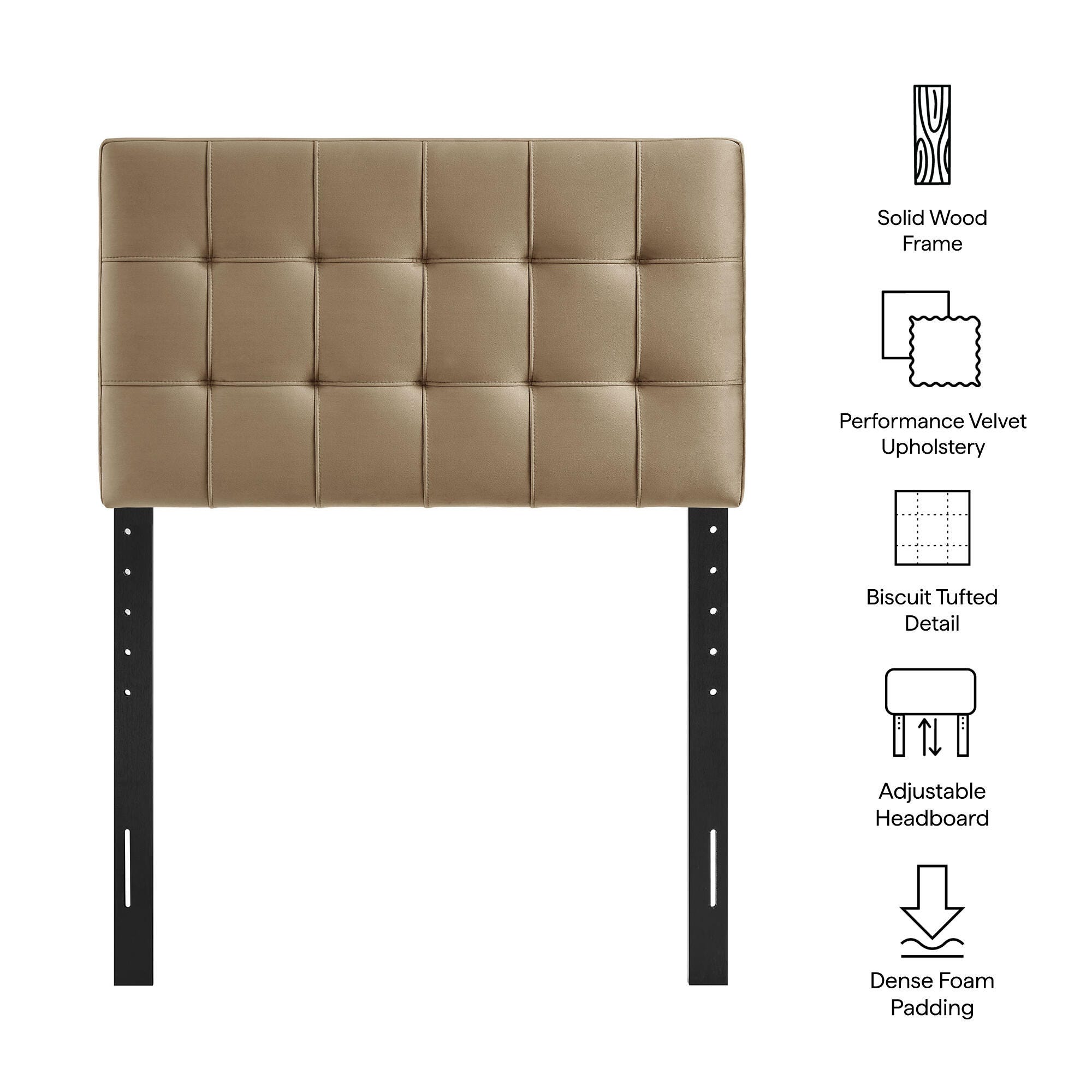 Modway Lily Twin Upholstered Heaboard, Taupe, large