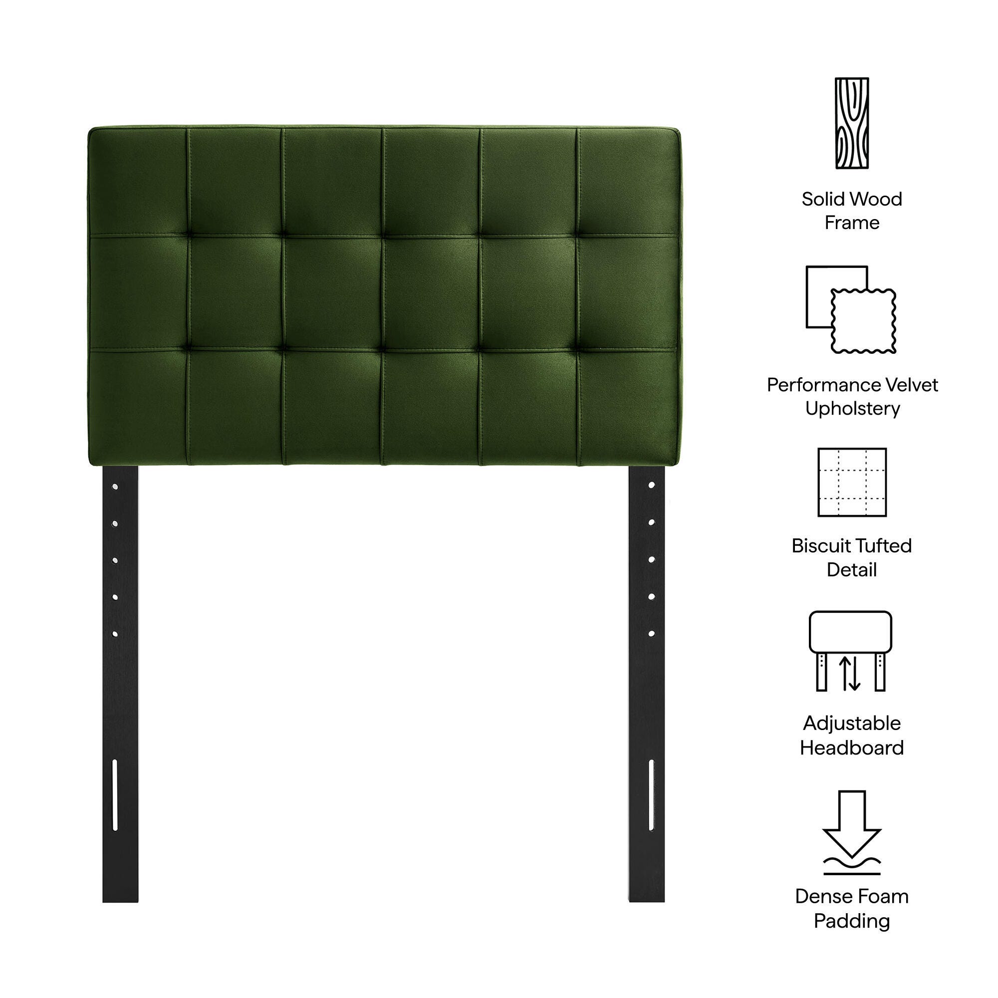 Modway Lily Twin Upholstered Heaboard, Moss Green, large