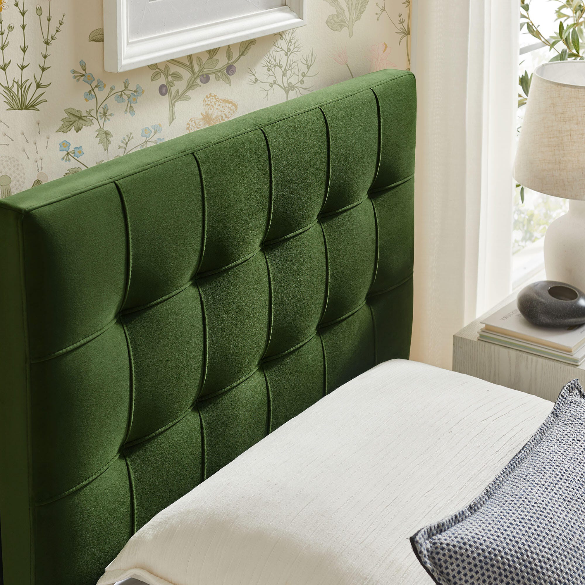 Modway Lily Twin Upholstered Heaboard, Moss Green, large