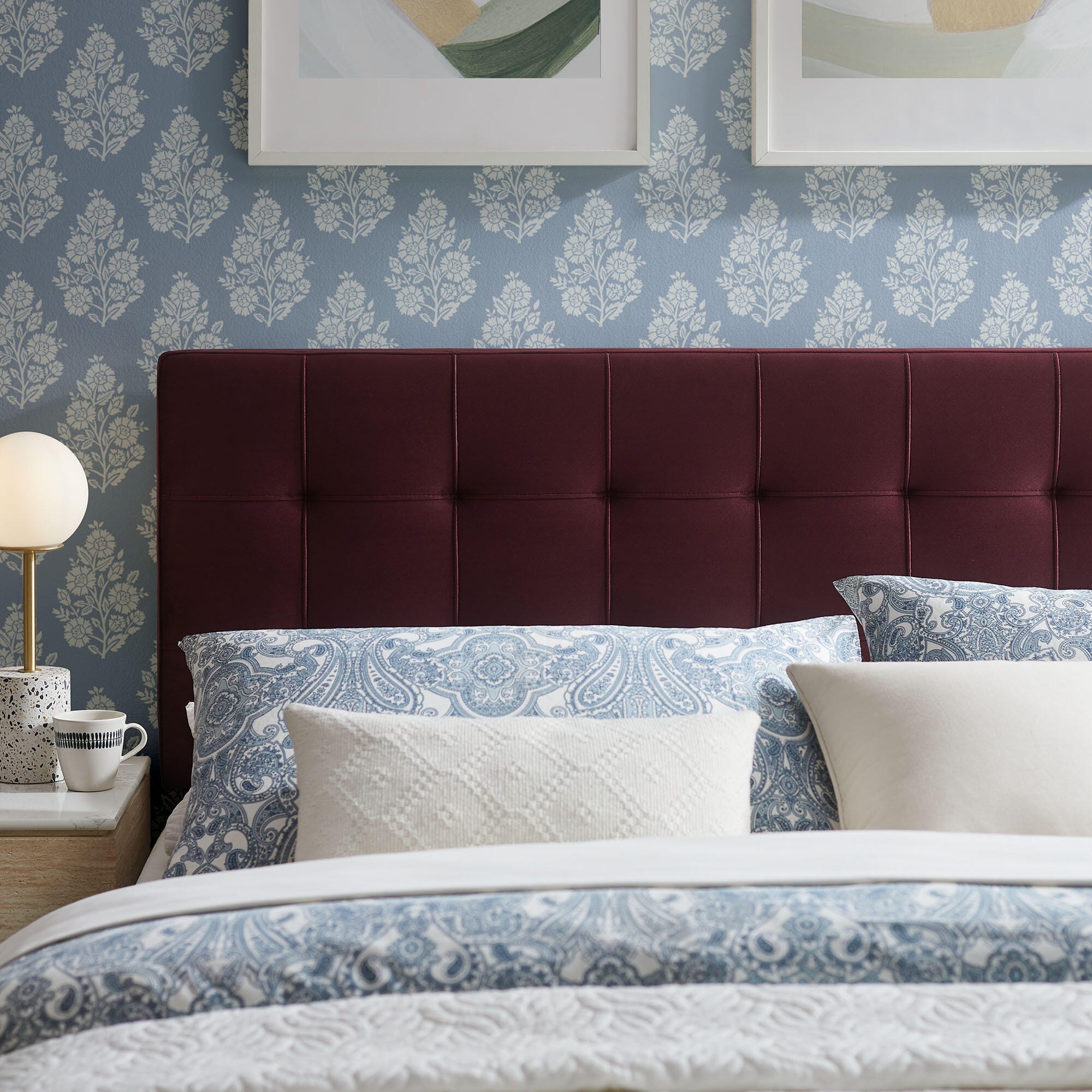 Modway Lily Full Upholstered Headboard, Mulberry, large