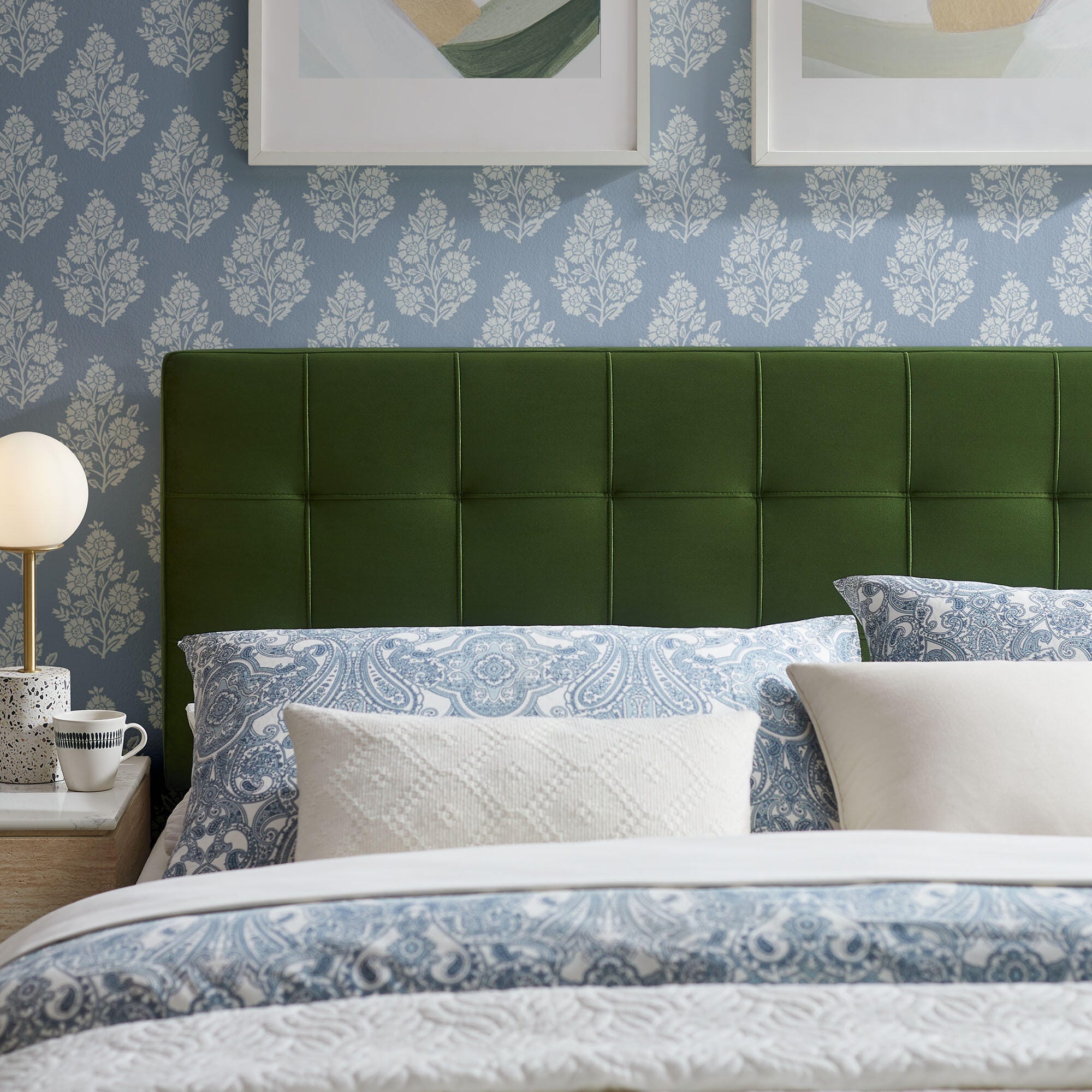 Modway Lily King Upholstered Headboard, Moss Green, large