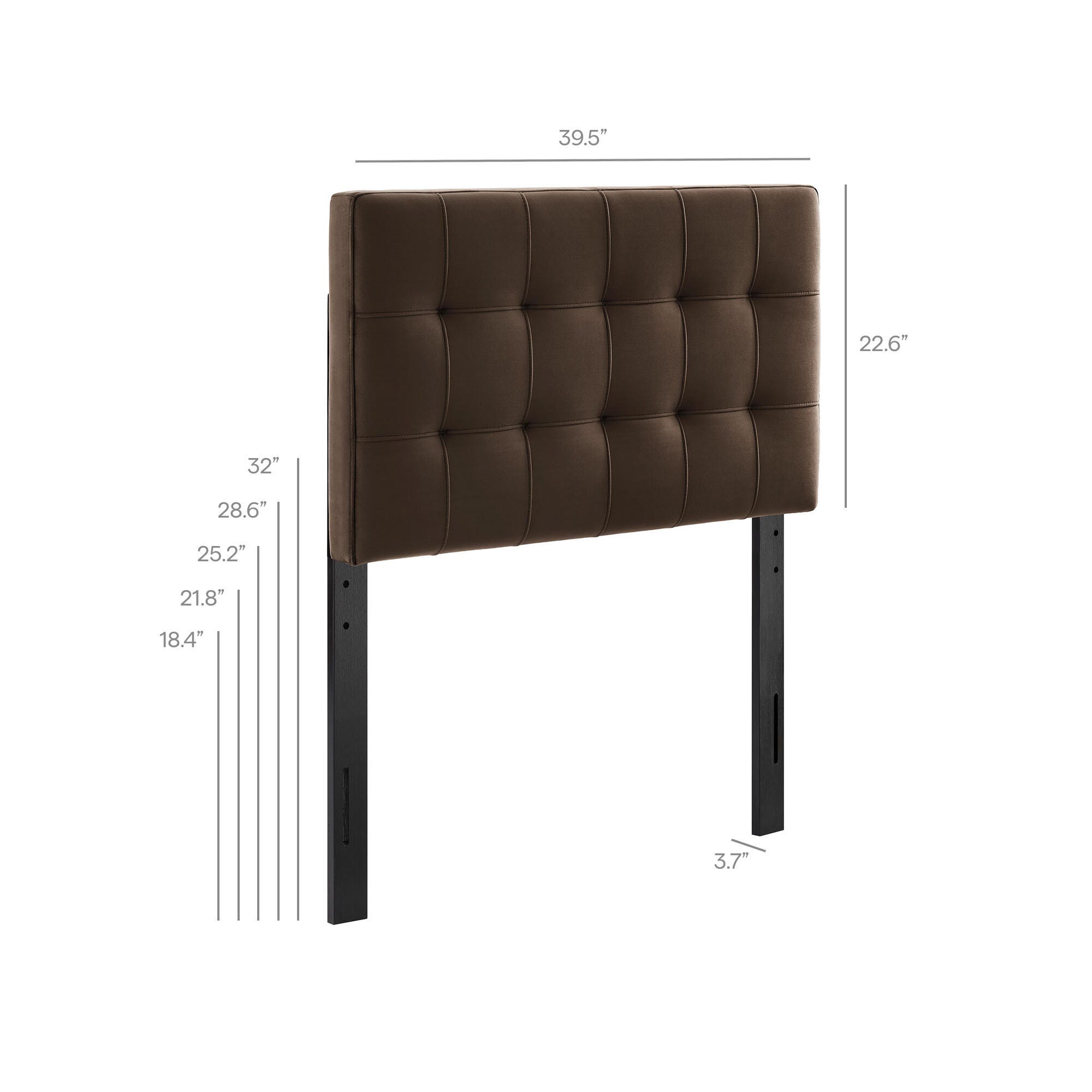 Modway Lily Twin Upholstered Heaboard, Chocolate Brown, large