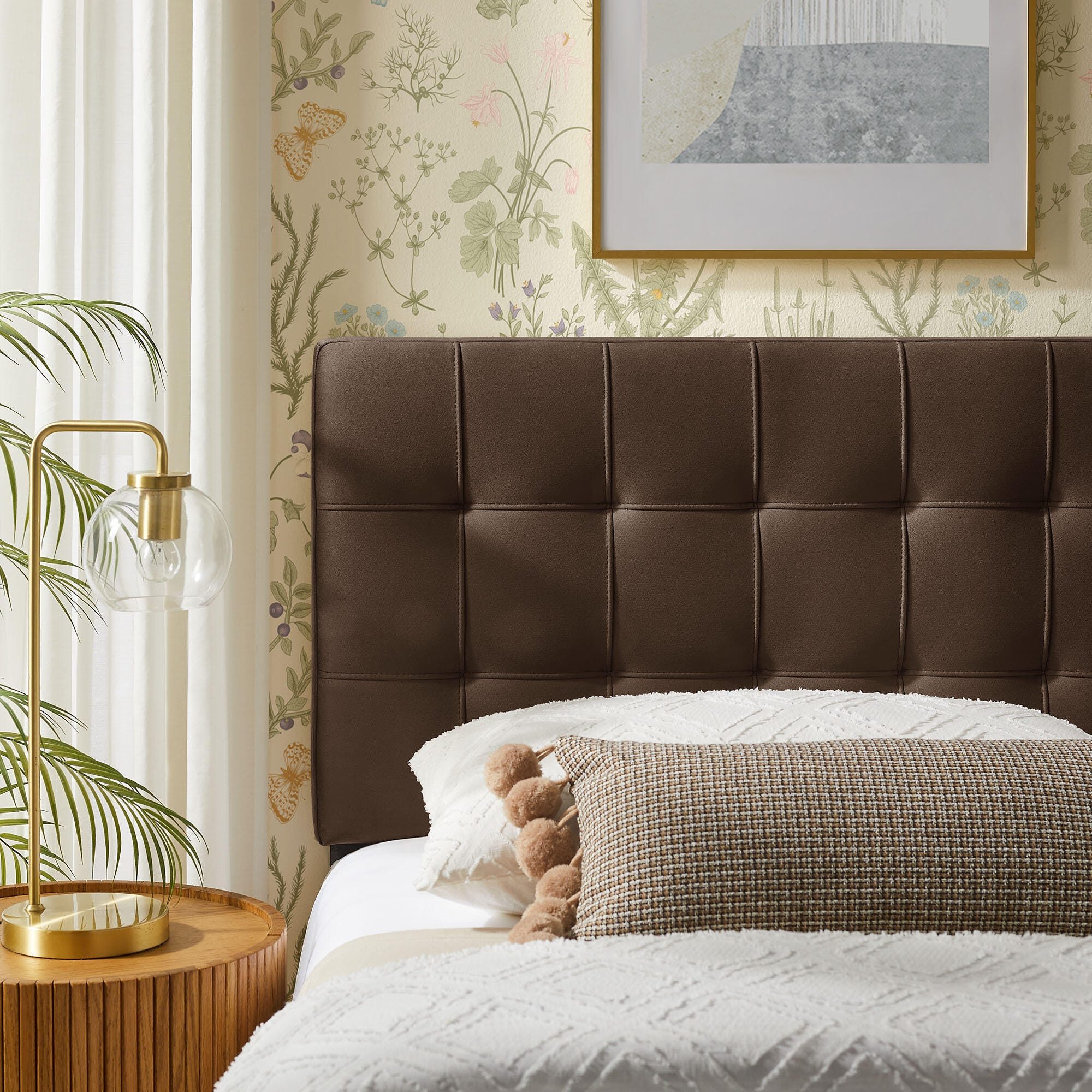 Modway Lily Twin Upholstered Heaboard, Chocolate Brown, large