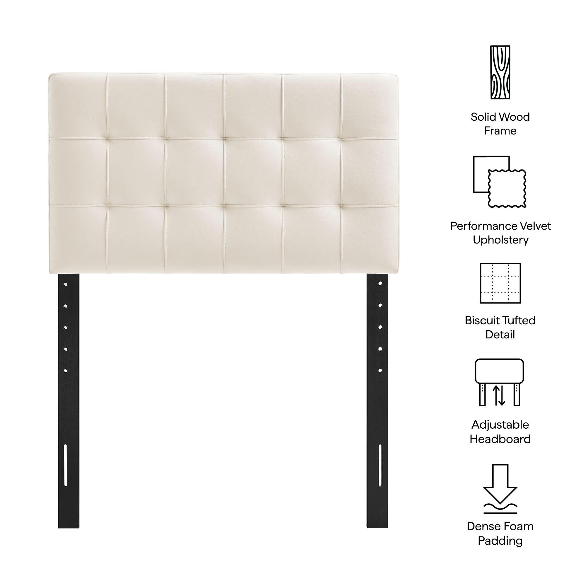Modway Lily Twin Upholstered Heaboard, Alabaster, large