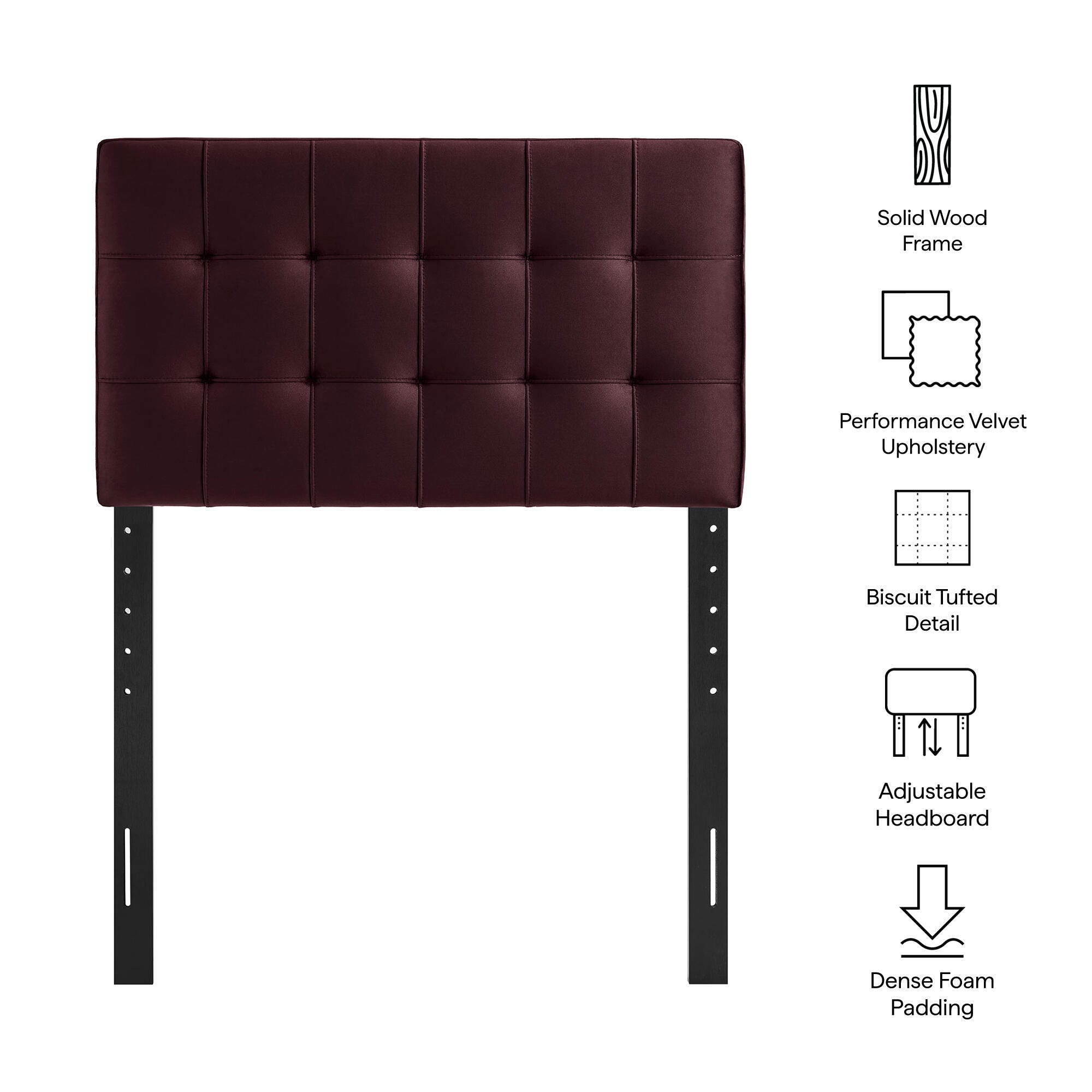 Modway Lily Twin Upholstered Heaboard, Mulberry, large