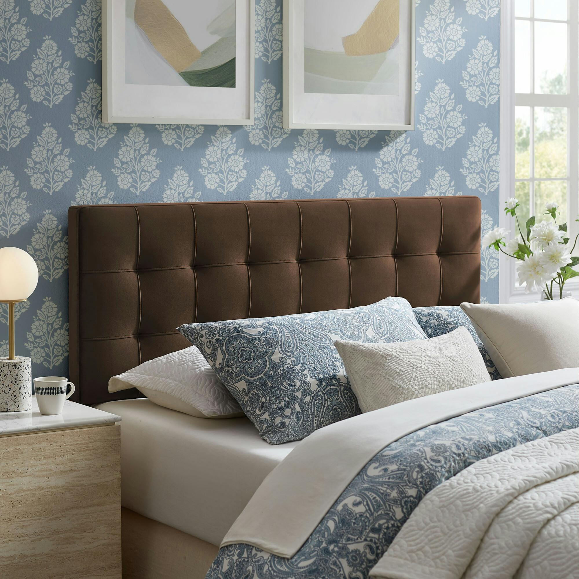 Modway Lily Queen Upholstered Headboard, Chocolate Brown, large