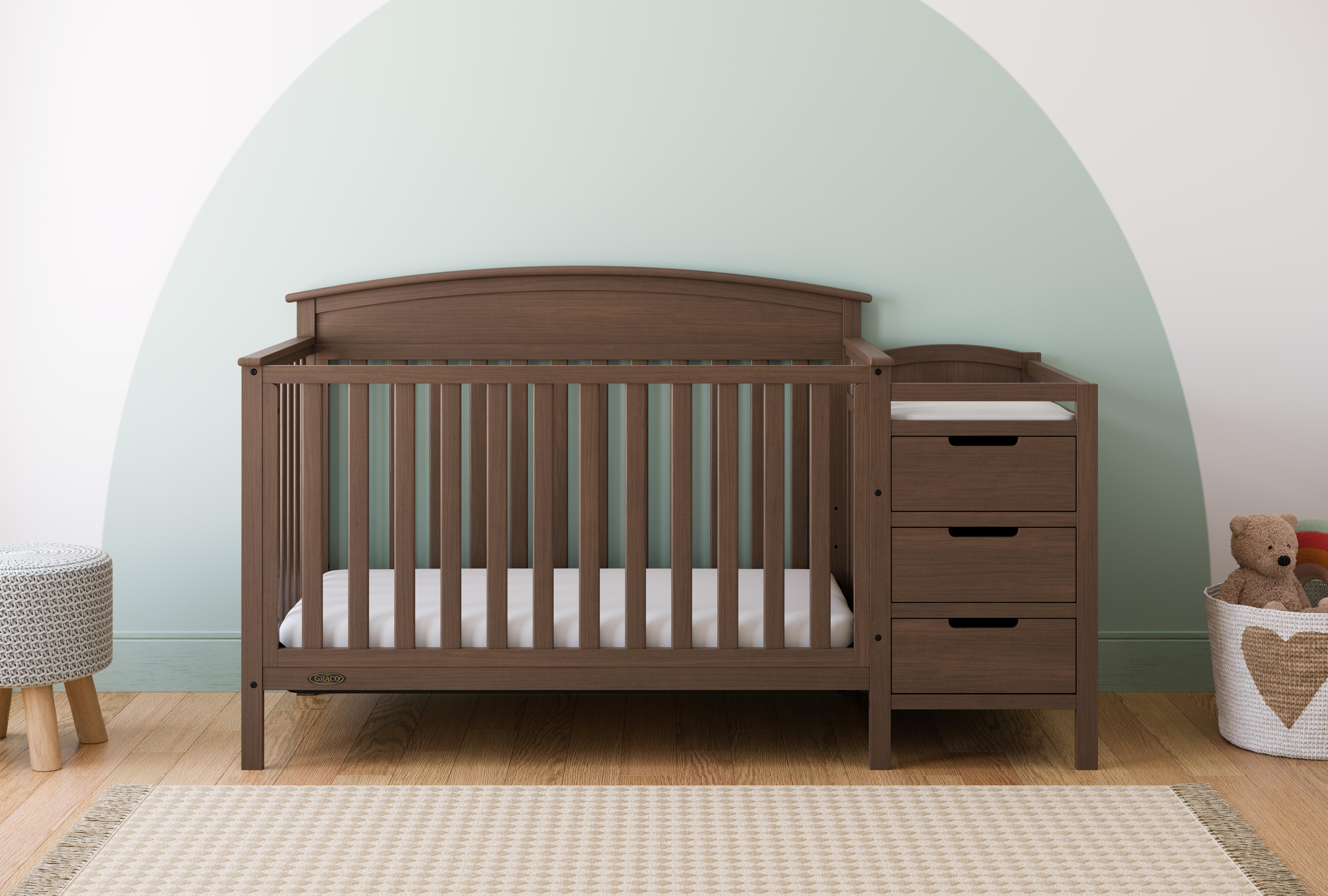 Graco Benton 4-in-1 Convertible Crib and Changer, Hazelnut, large