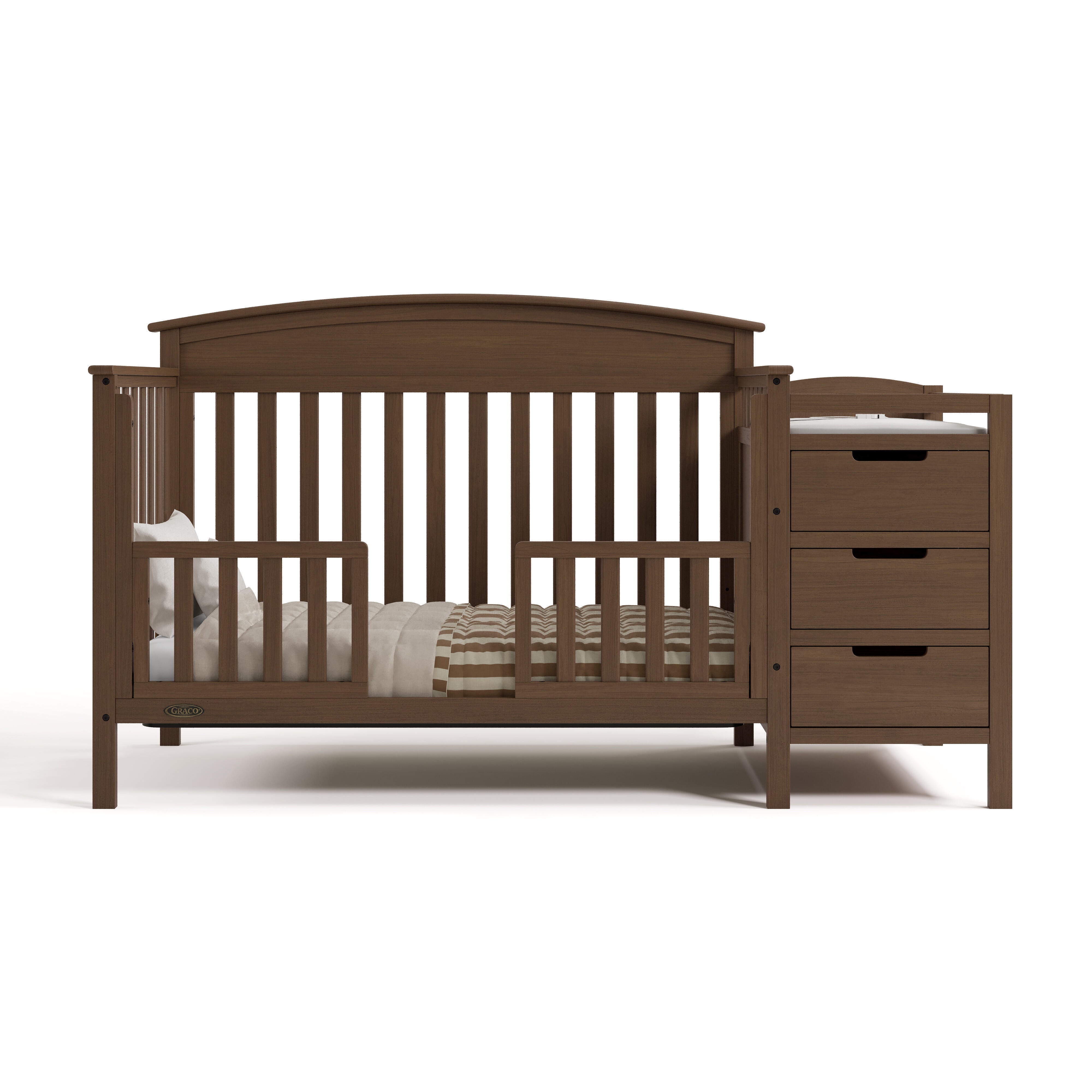 Graco Benton 4-in-1 Convertible Crib and Changer, Hazelnut, large