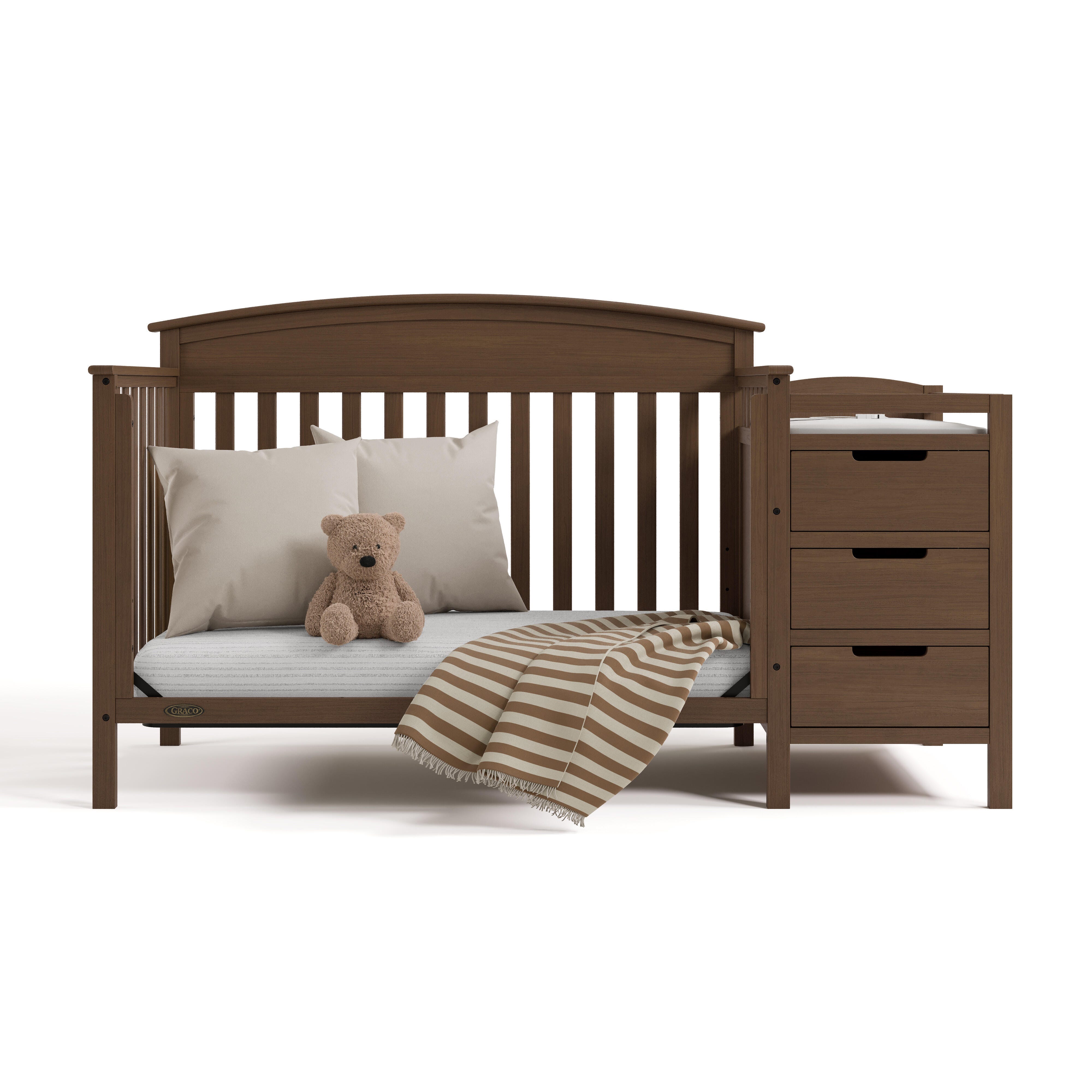 Graco Benton 4-in-1 Convertible Crib and Changer, Hazelnut, large