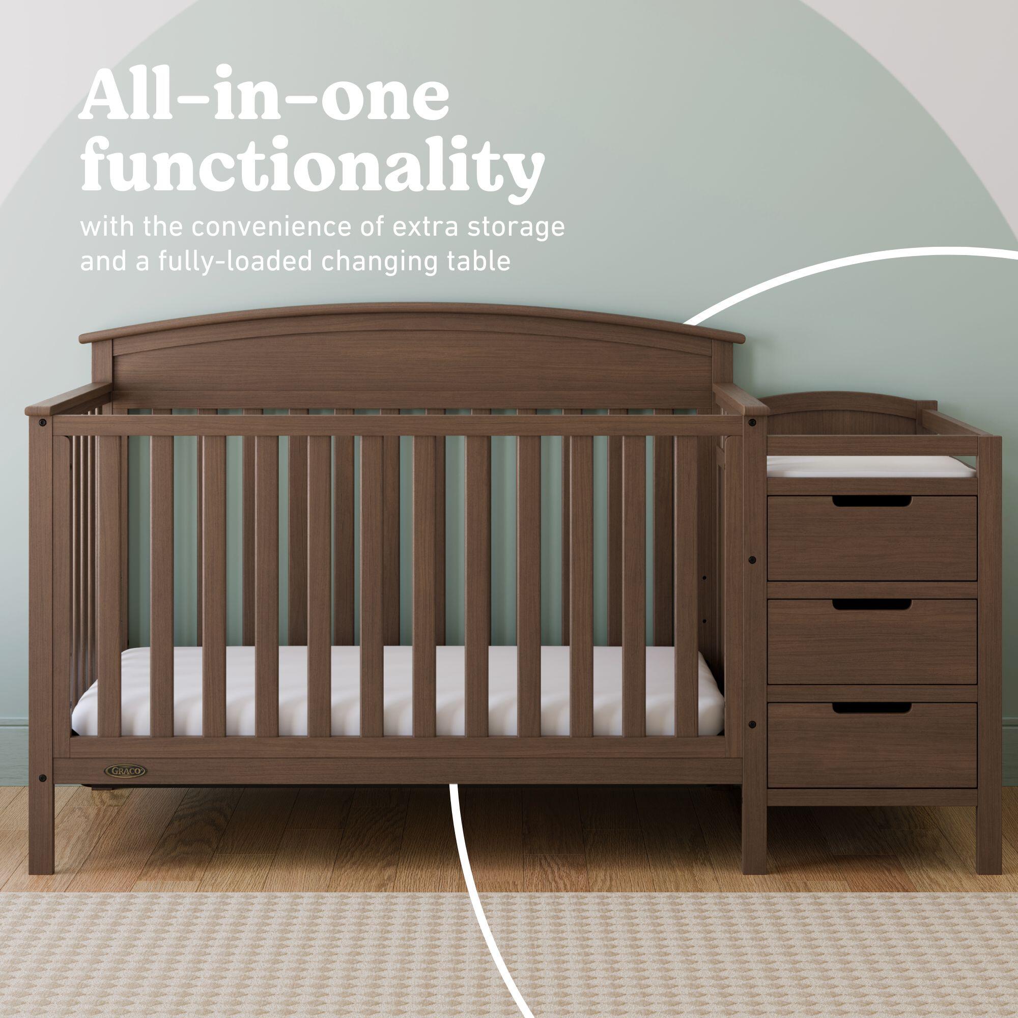 Graco Benton 4-in-1 Convertible Crib and Changer, Hazelnut, large