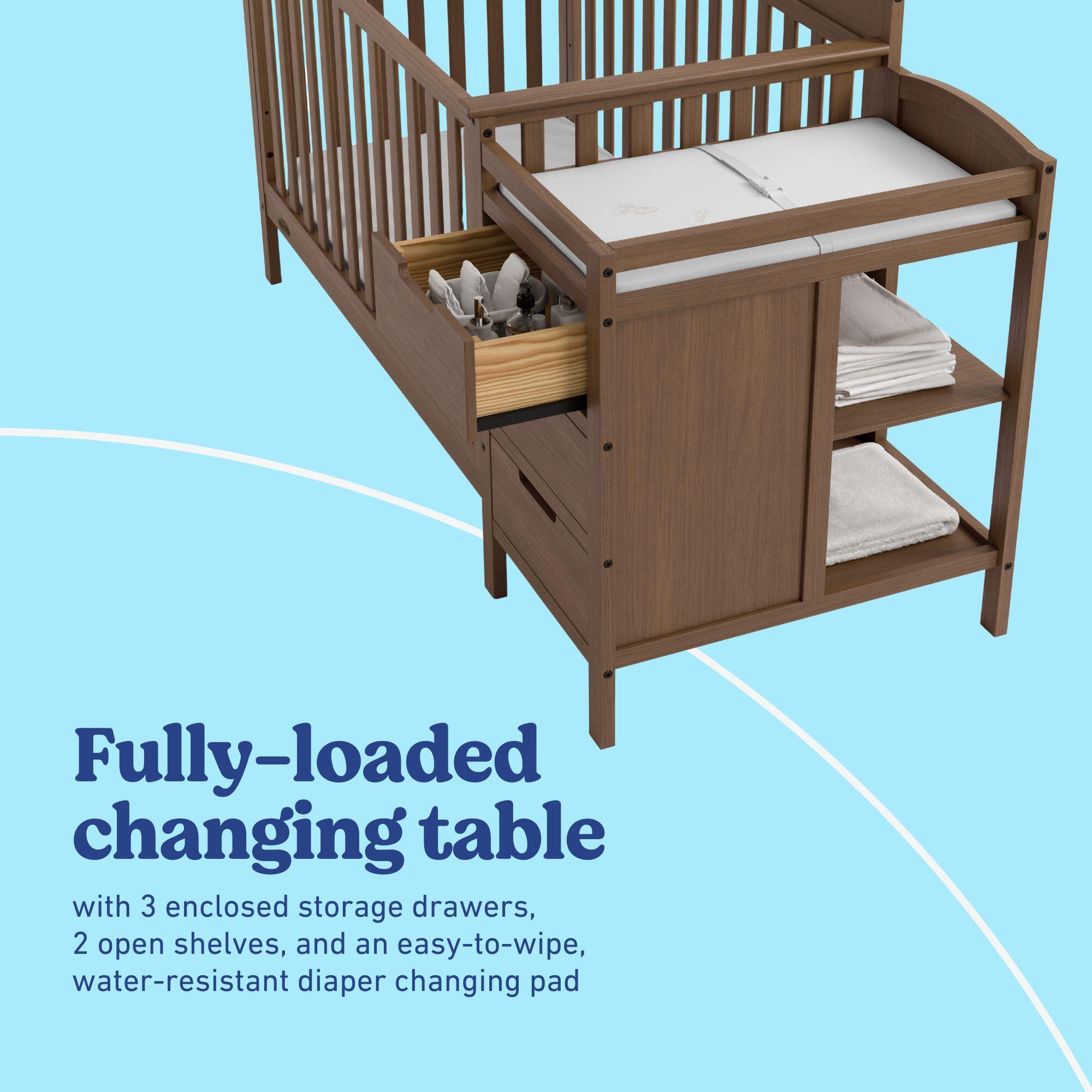 Graco Benton 4-in-1 Convertible Crib and Changer, Hazelnut, large