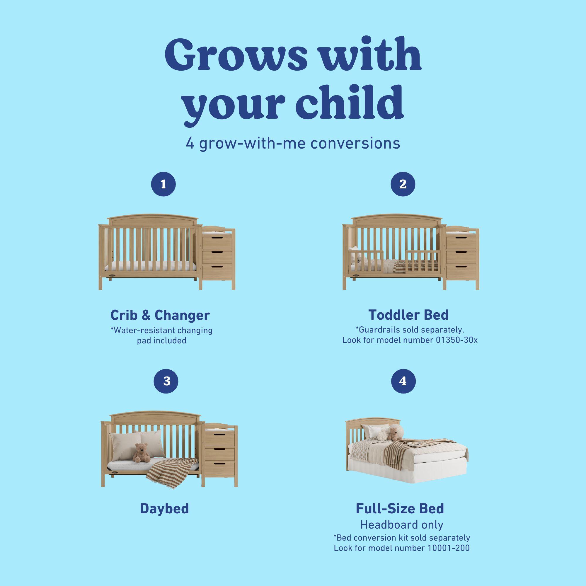 Graco Benton 4-in-1 Convertible Crib and Changer, Driftwood, large