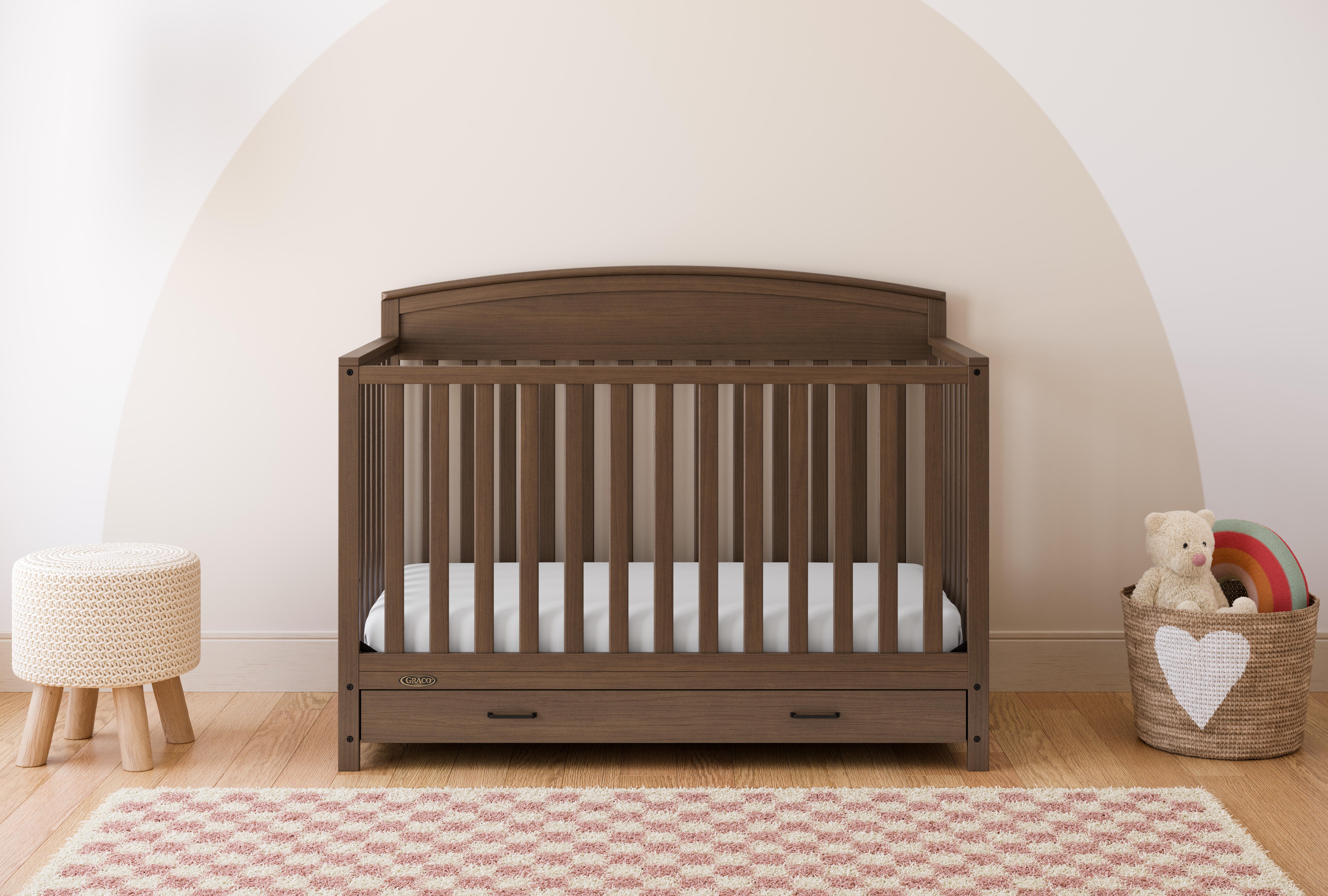 Graco Benton 5-in-1 Convertible Crib With Storage Drawer, Hazelnut, large