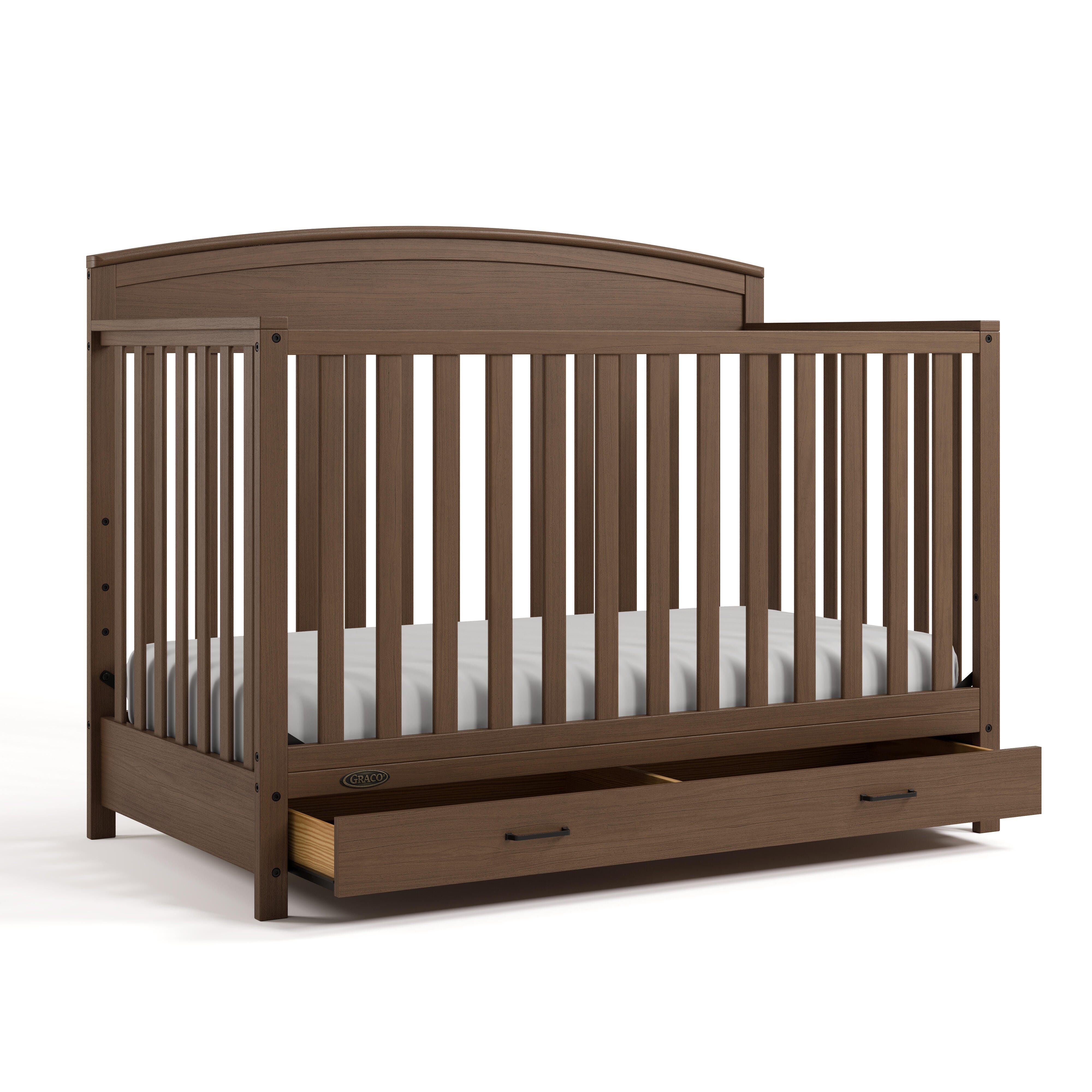 Graco Benton 5-in-1 Convertible Crib With Storage Drawer, Hazelnut, large